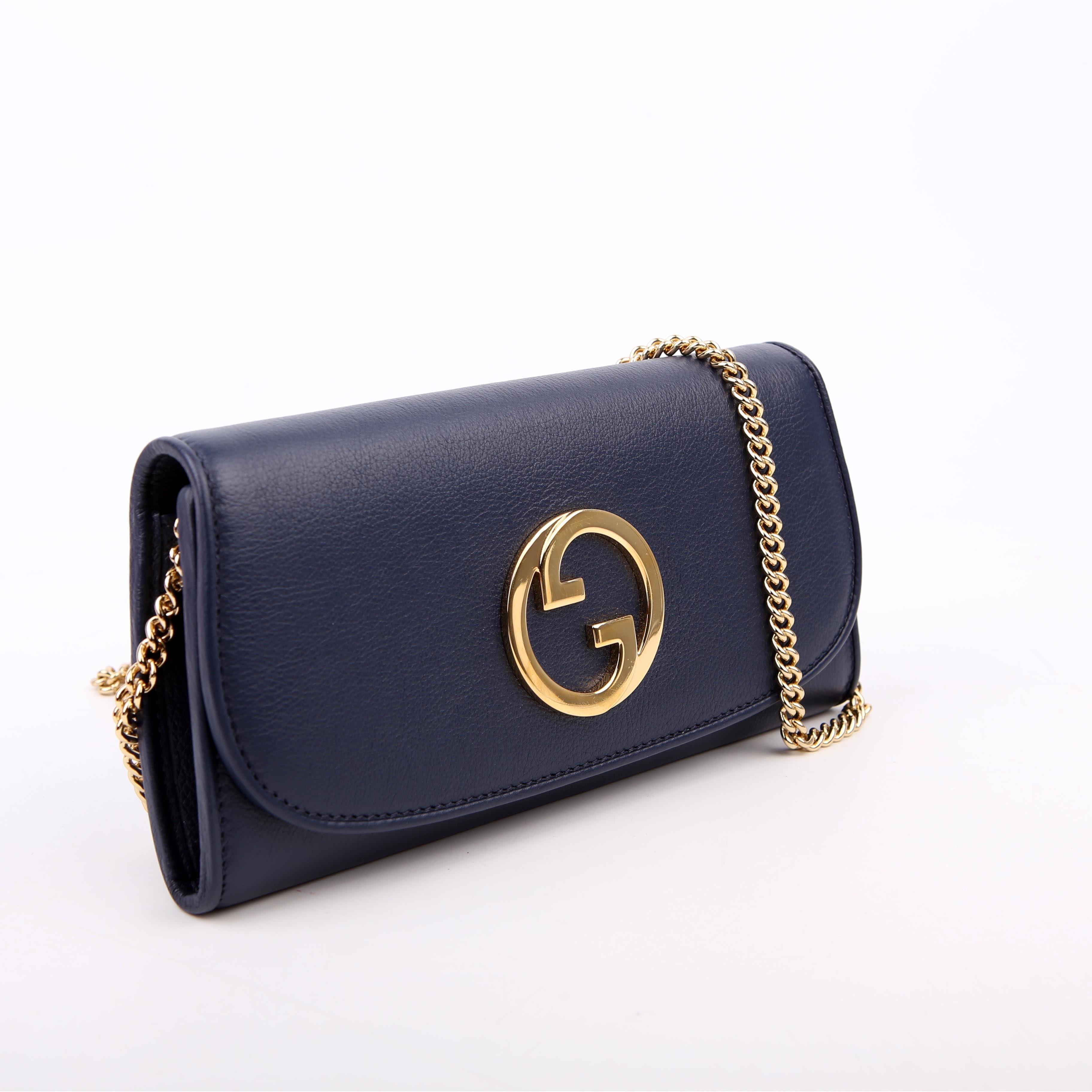 725215 Blondie Leather Continental Chain Wallet Blue