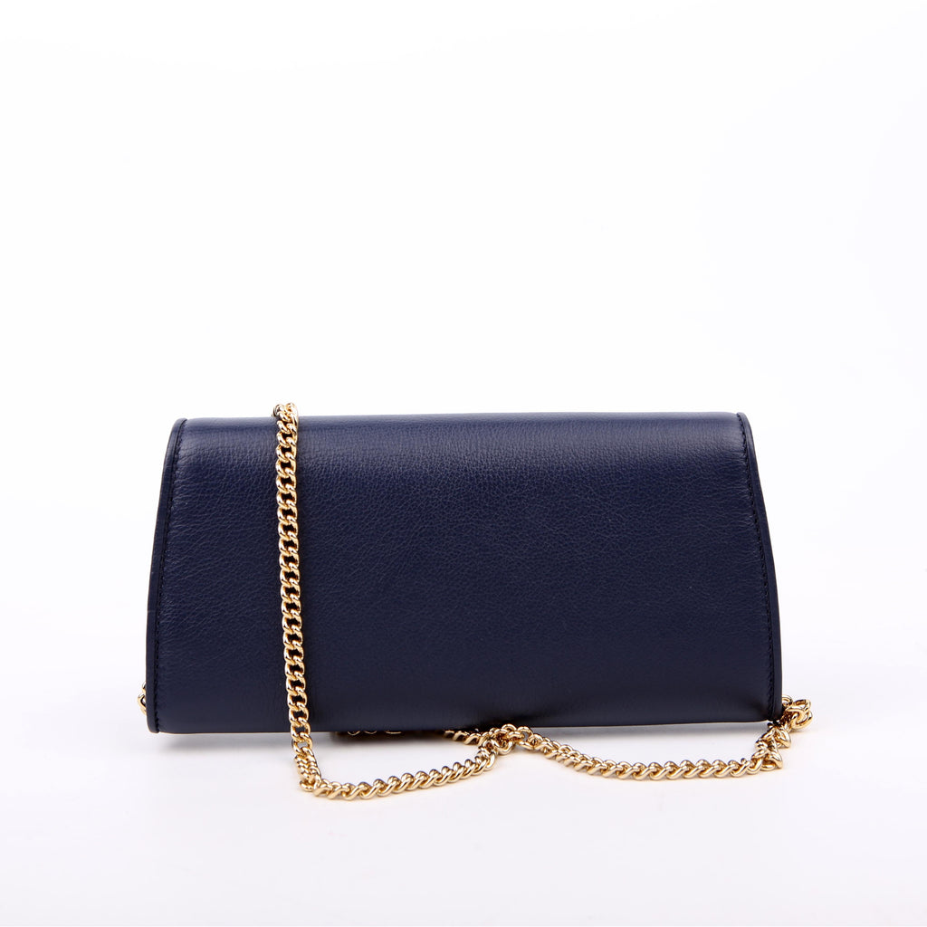 725215 Blondie Leather Continental Chain Wallet Blue