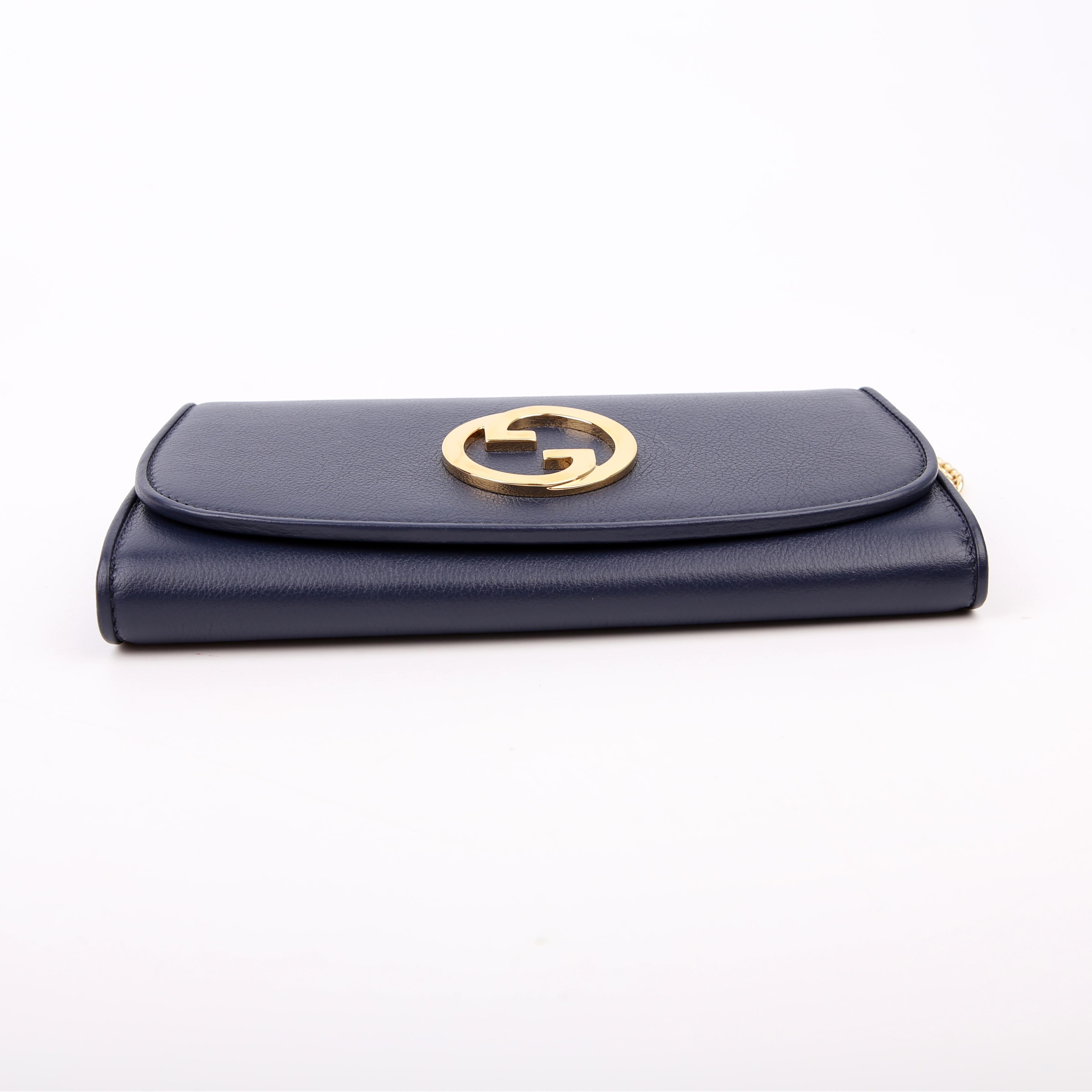 725215 Blondie Leather Continental Chain Wallet Blue