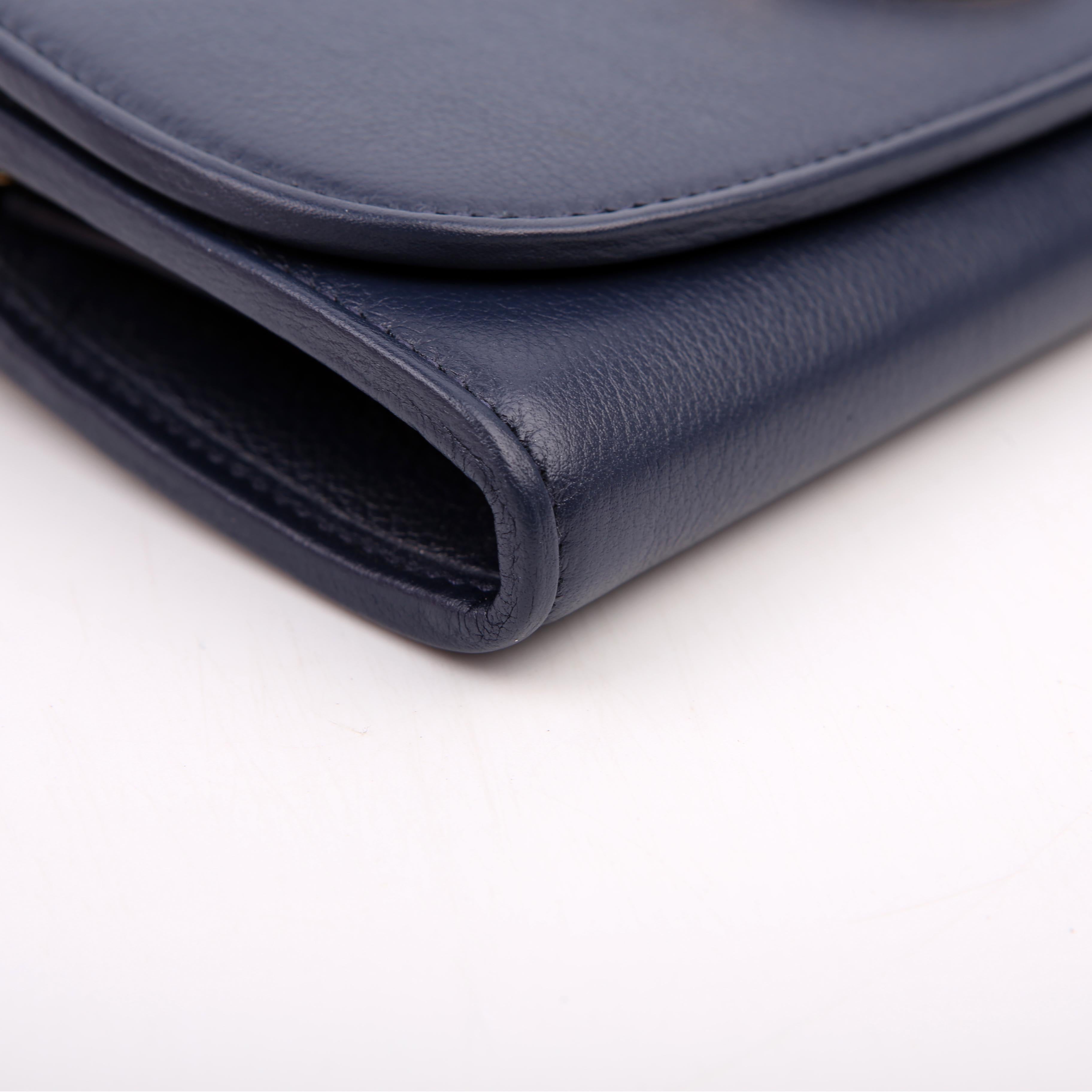 725215 Blondie Leather Continental Chain Wallet Blue