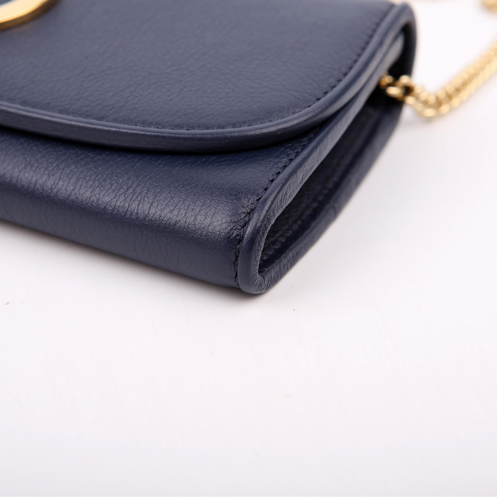 725215 Blondie Leather Continental Chain Wallet Blue