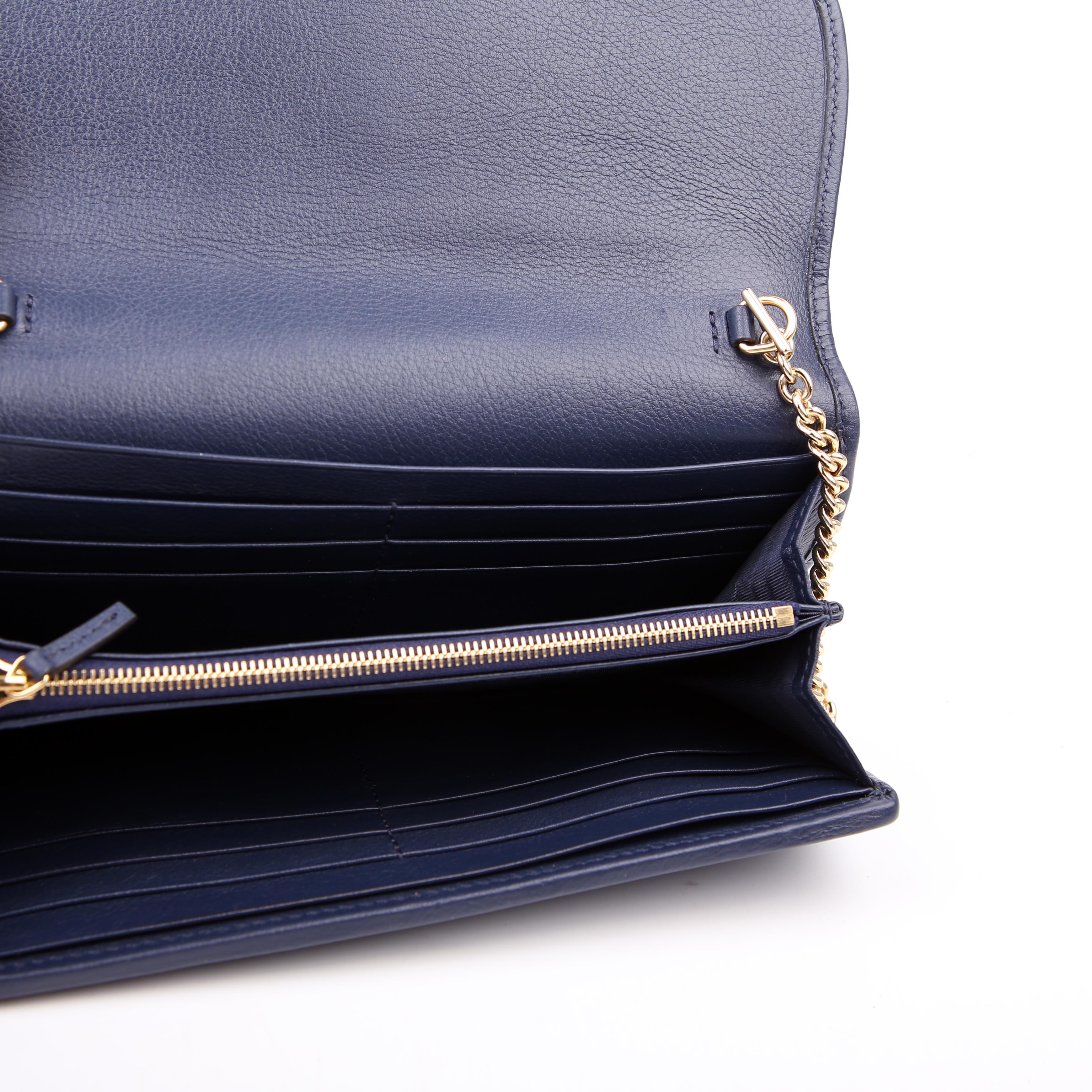 725215 Blondie Leather Continental Chain Wallet Blue