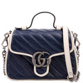 Gucci 583571 Marmont Aria Mini Top Handle Blue/White