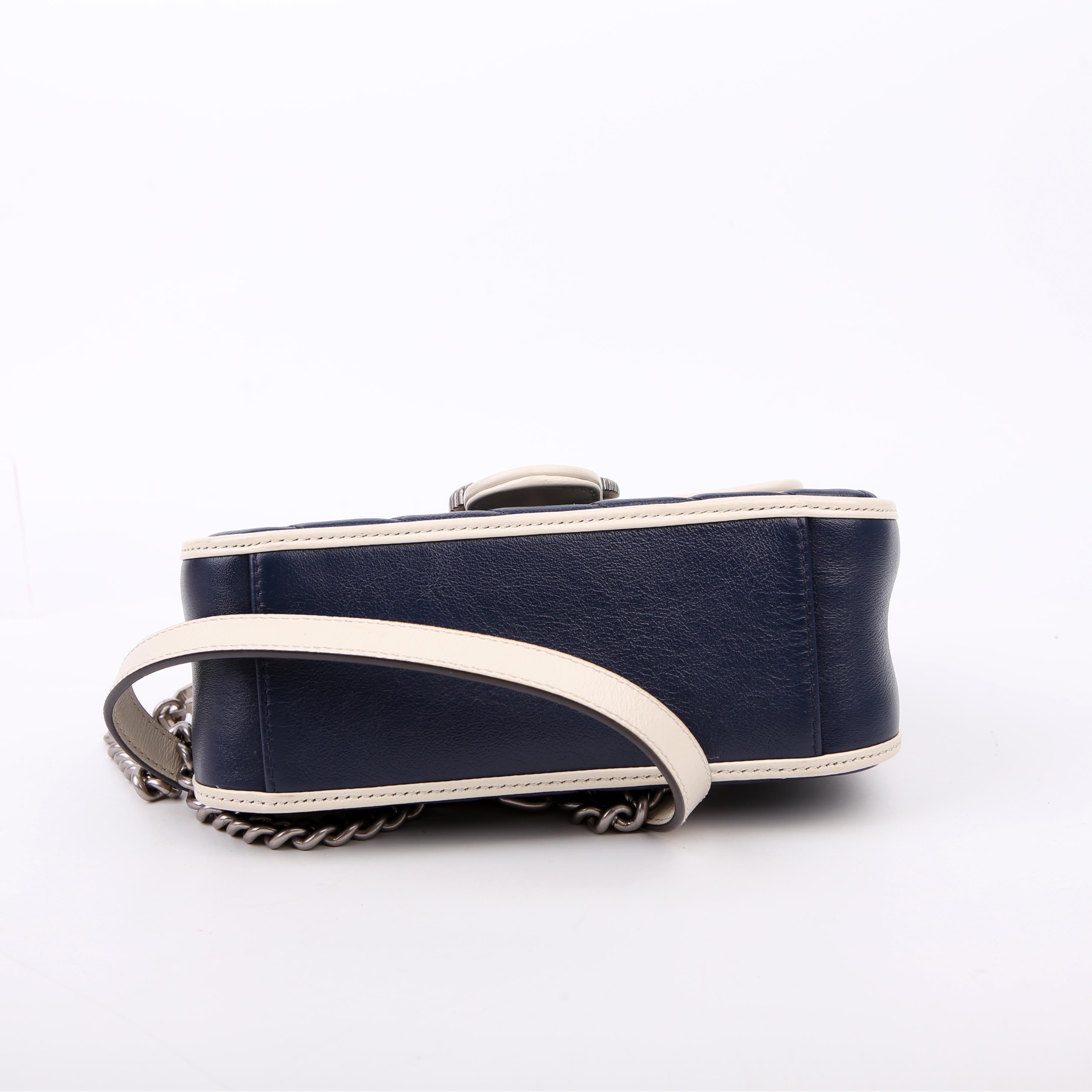 Gucci 583571 Marmont Aria Mini Top Handle Blue/White