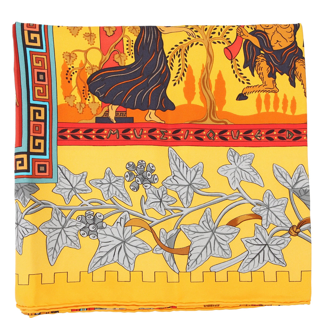 Hermes Tymitanon Kymbala 90CM Silk Scarf Yellow