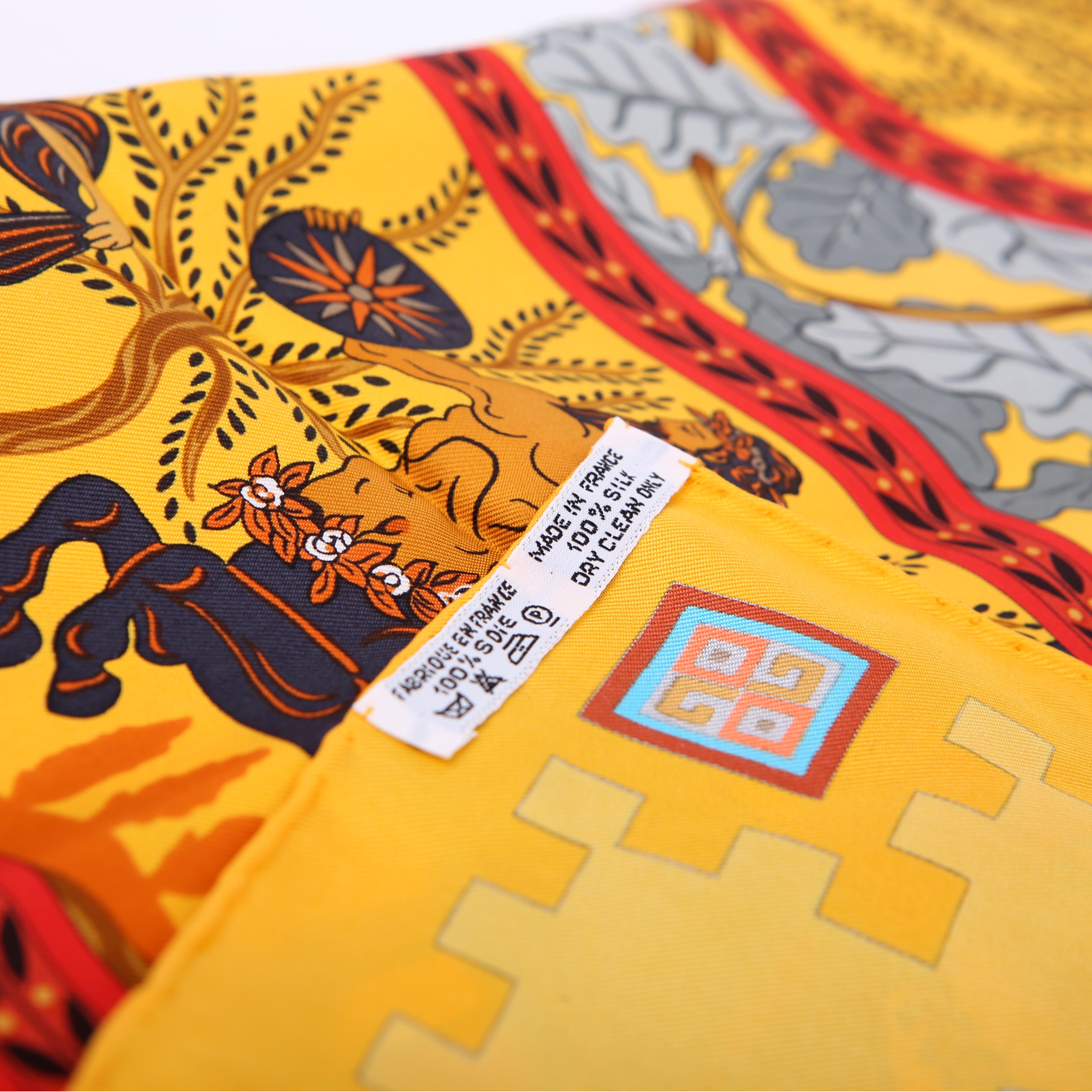 Hermes Tymitanon Kymbala 90CM Silk Scarf Yellow