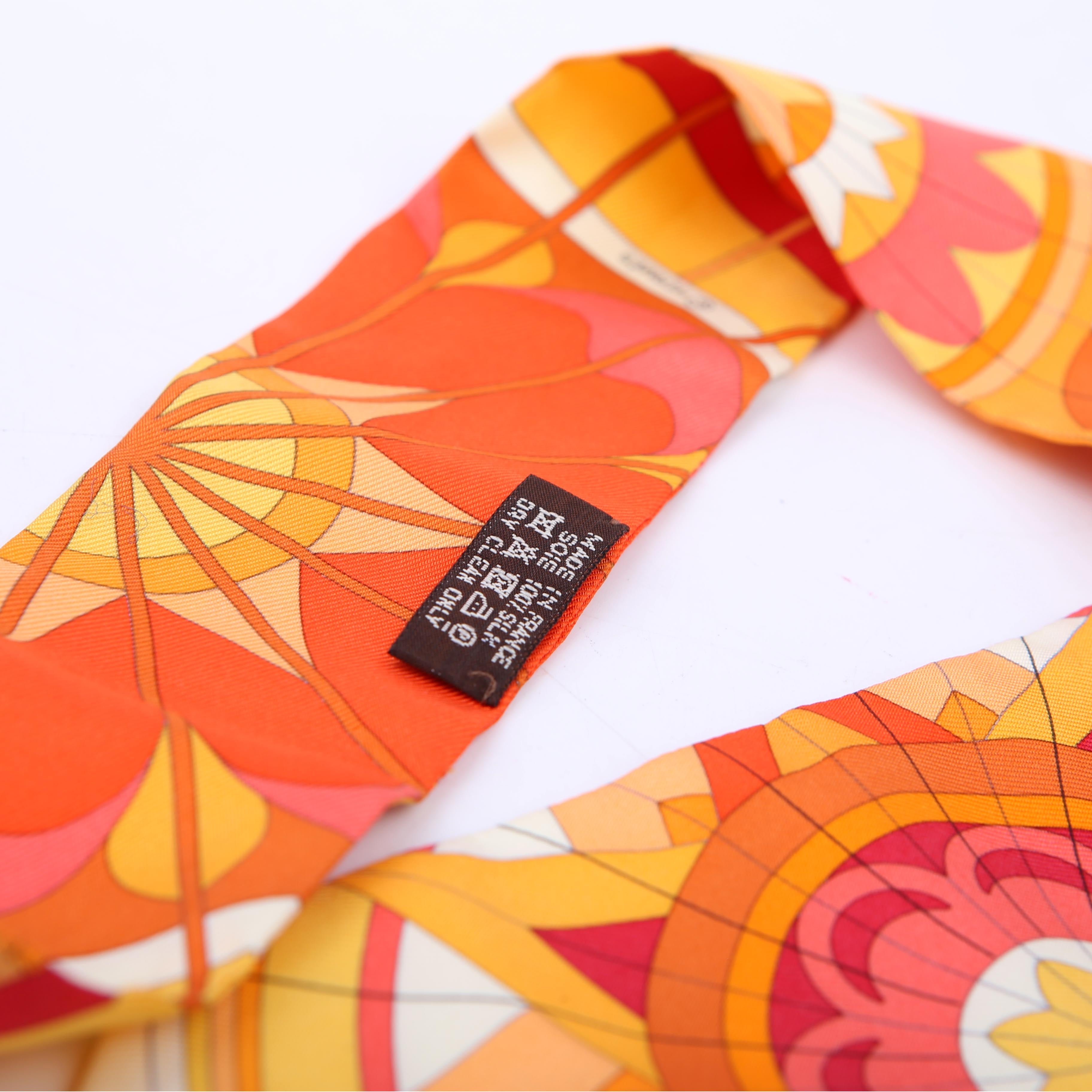 Les Flots Du Cheval Twilly Silk Scarf Orange/Yellow