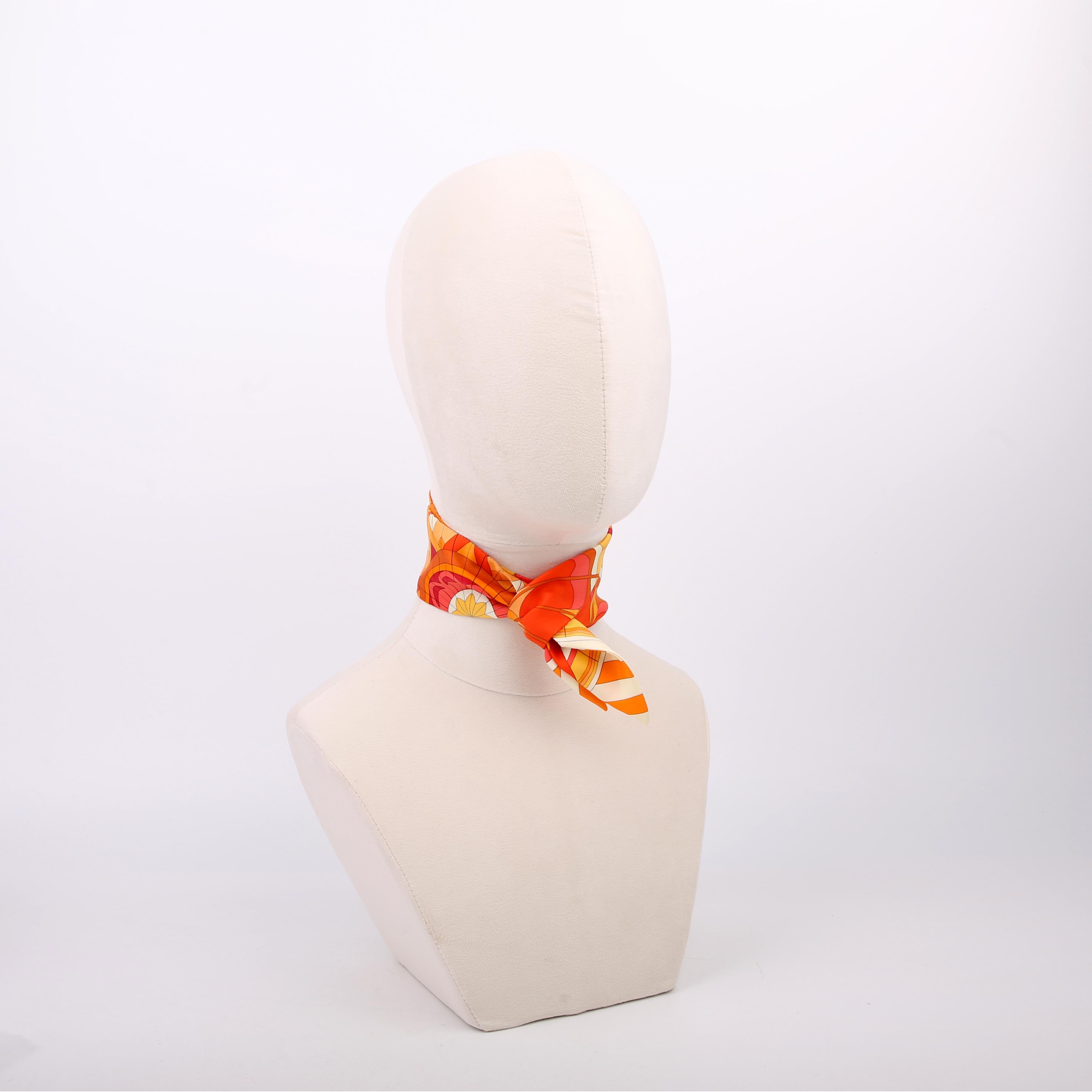 Les Flots Du Cheval Twilly Silk Scarf Orange/Yellow