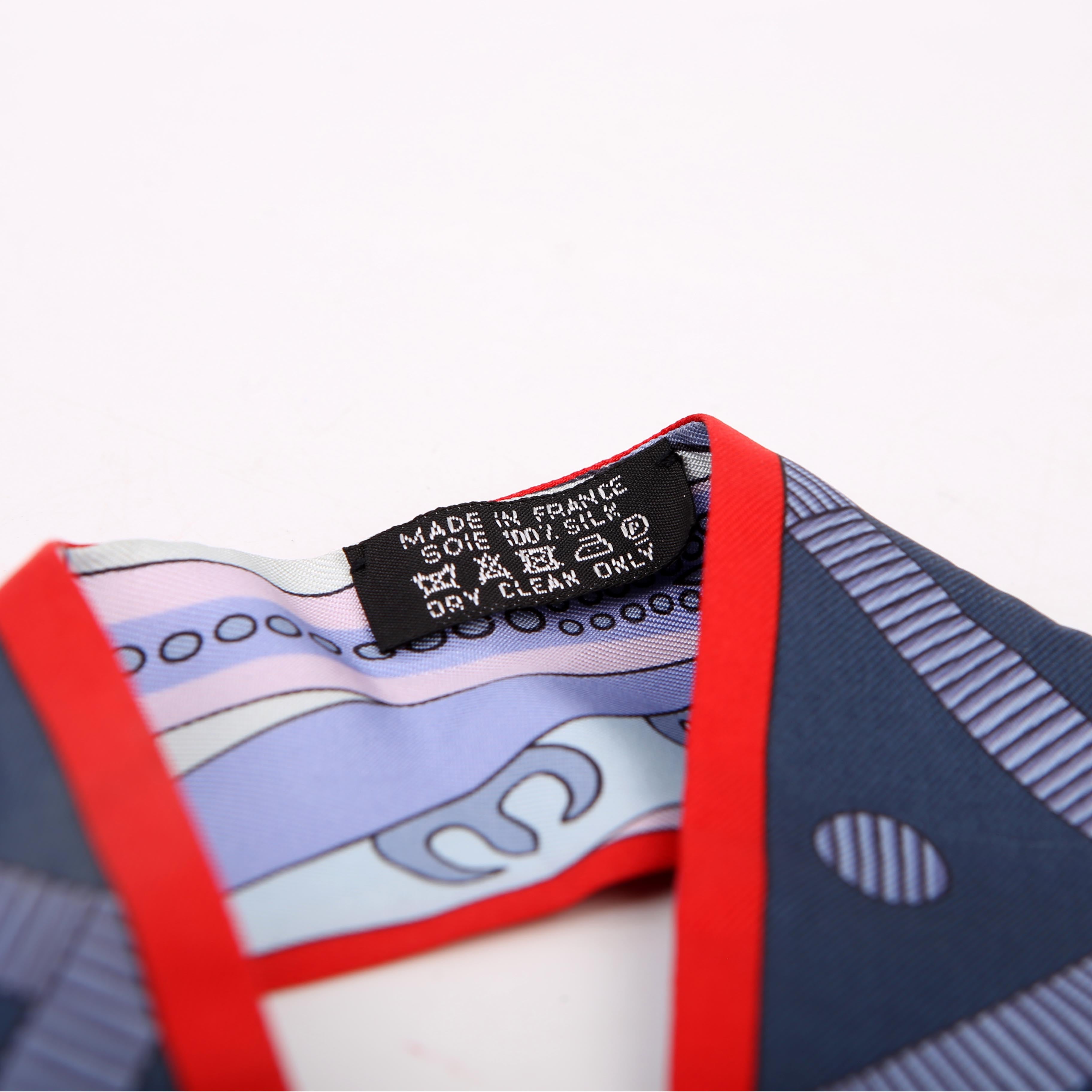 Hermes Balade En Berline Twilly Silk Scarf Blue/Red