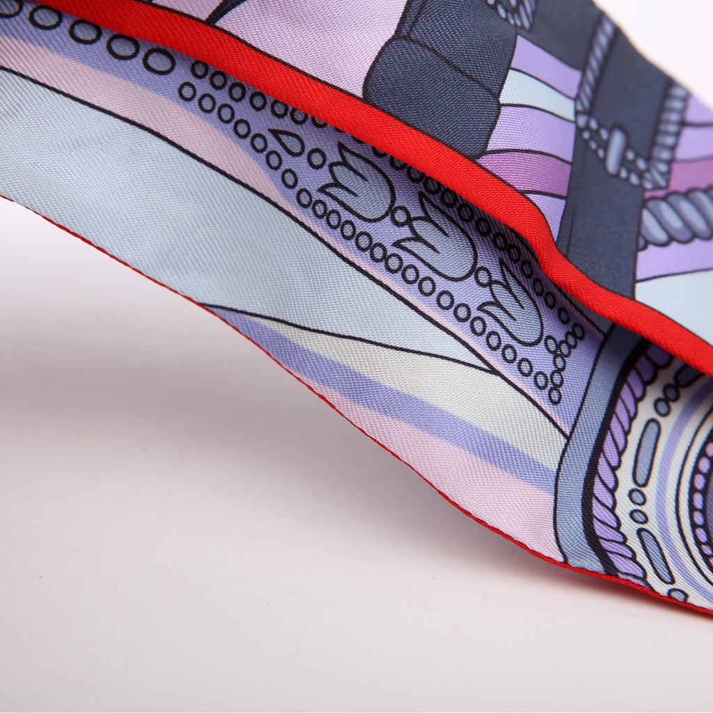 Hermes Balade En Berline Twilly Silk Scarf Blue/Red