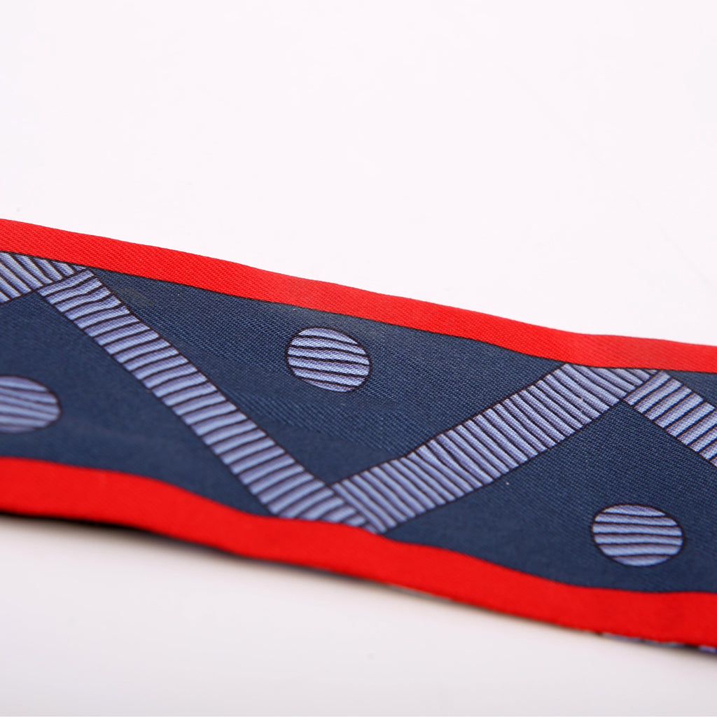 Hermes Balade En Berline Twilly Silk Scarf Blue/Red