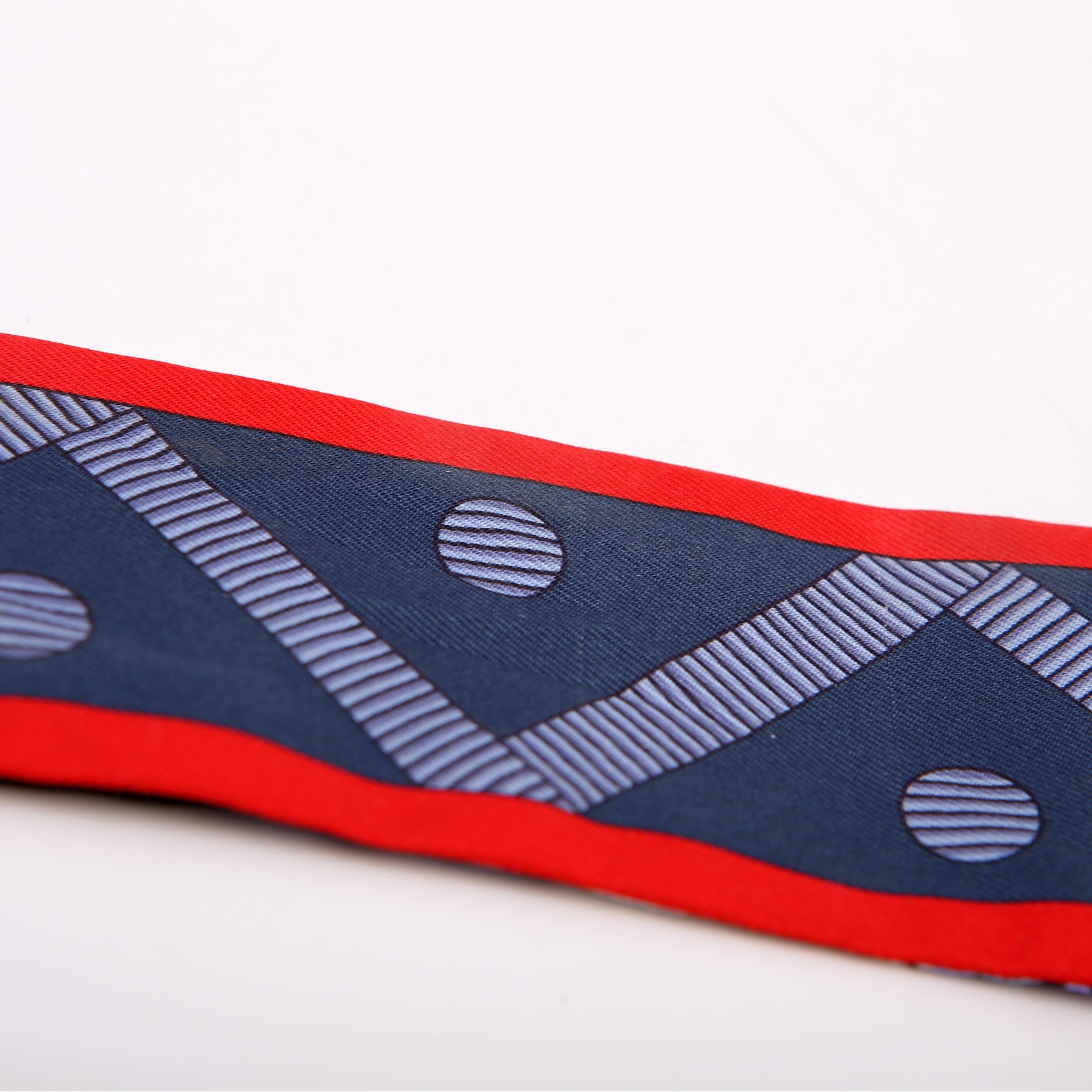 Hermes Balade En Berline Twilly Silk Scarf Blue/Red