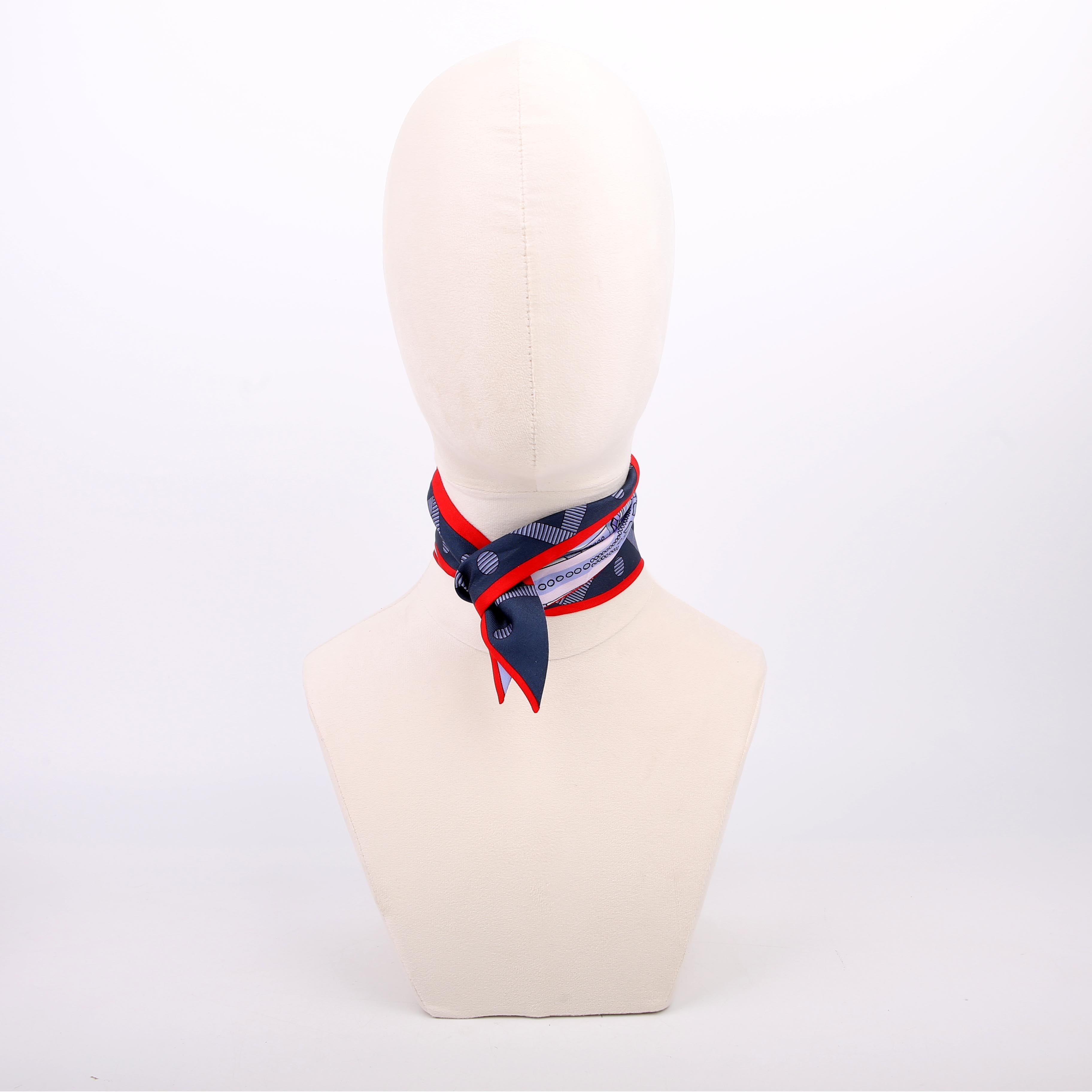 Hermes Balade En Berline Twilly Silk Scarf Blue/Red
