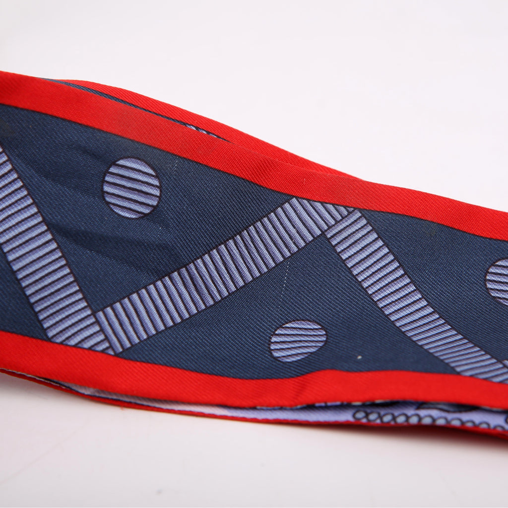 Hermes Balade En Berline Twilly Silk Scarf Blue/Red
