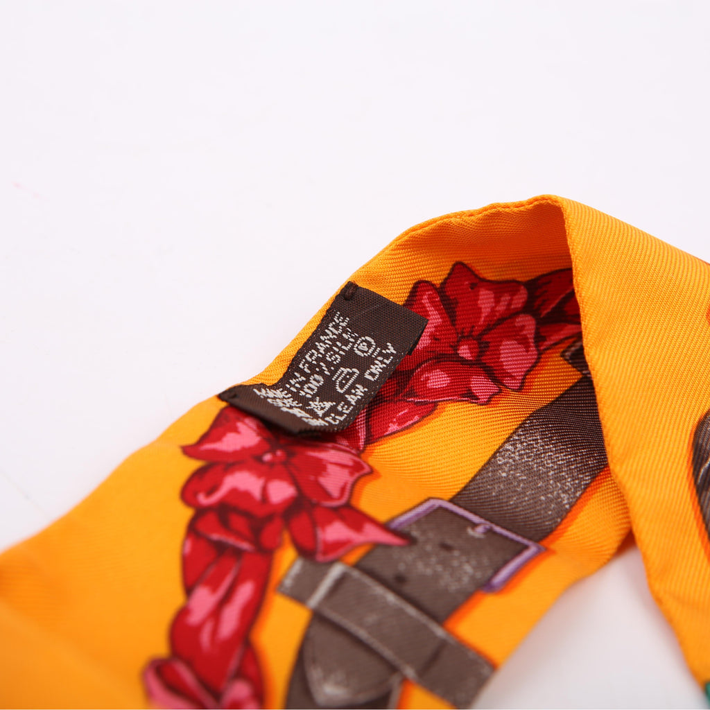 Hermes Grand Manege Twilly Silk Scarf Orange