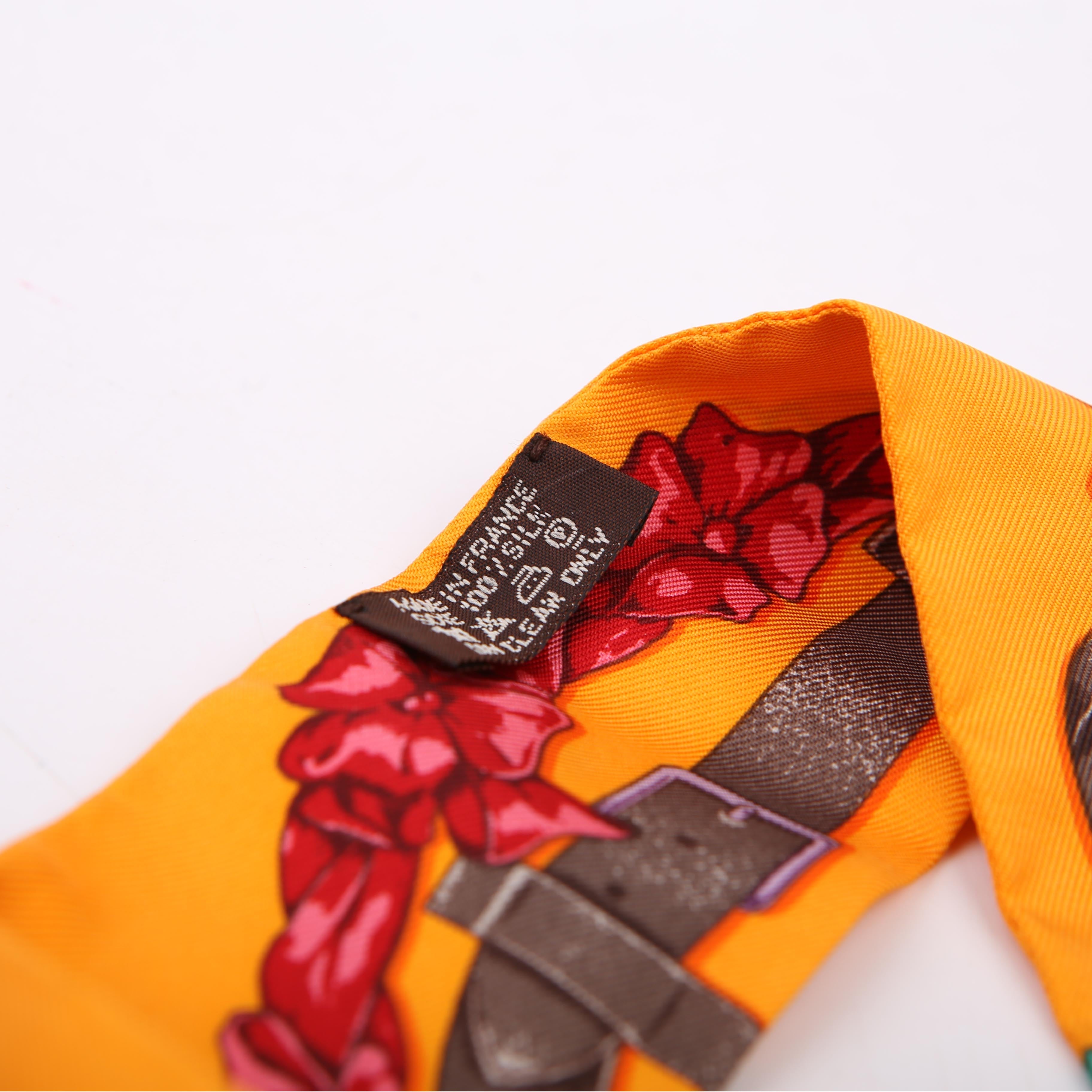Hermes Grand Manege Twilly Silk Scarf Orange