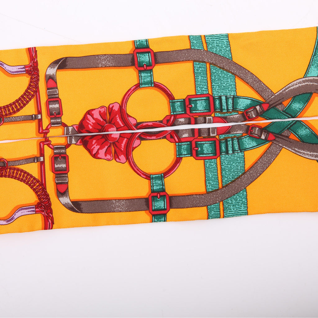 Hermes Grand Manege Twilly Silk Scarf Orange