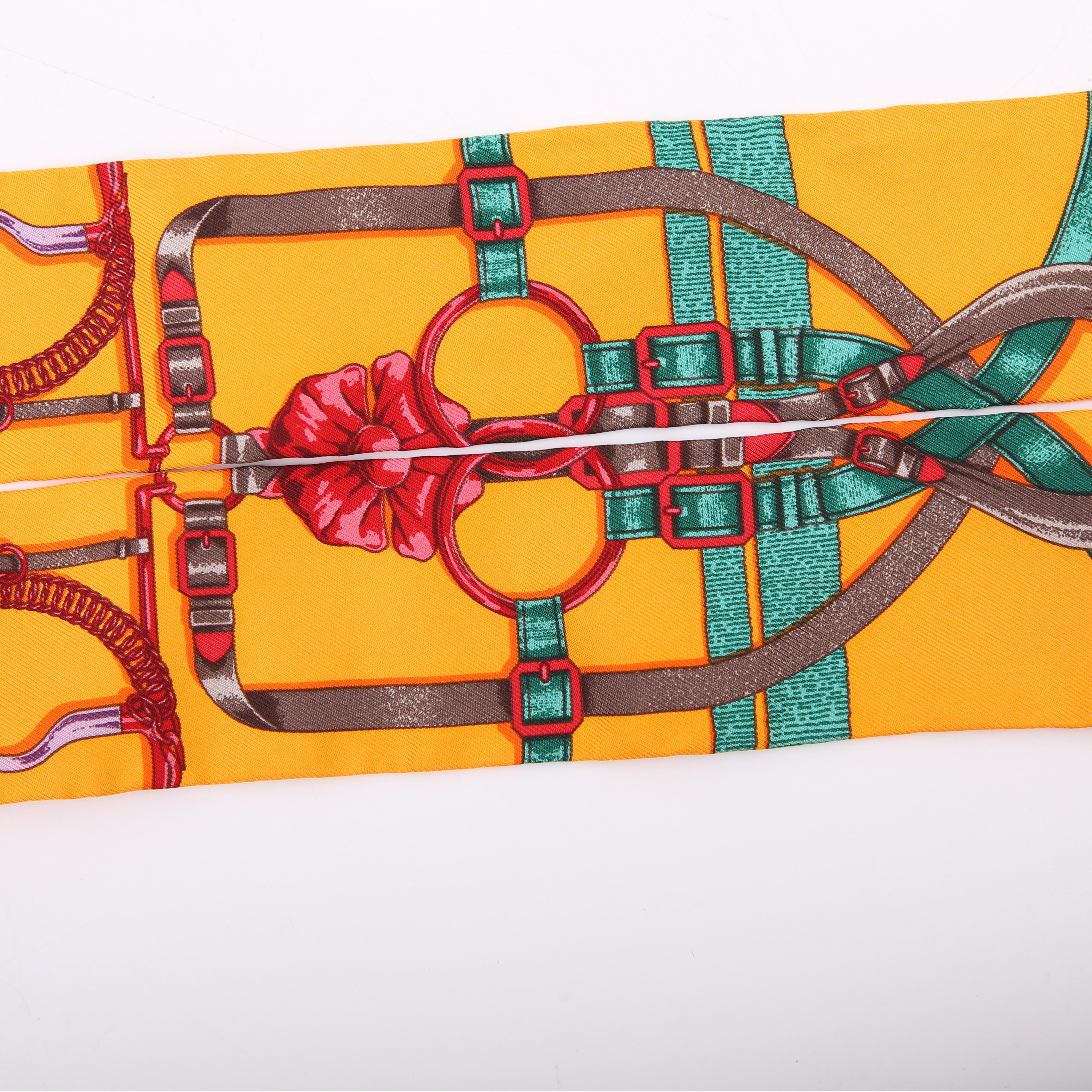 Hermes Grand Manege Twilly Silk Scarf Orange
