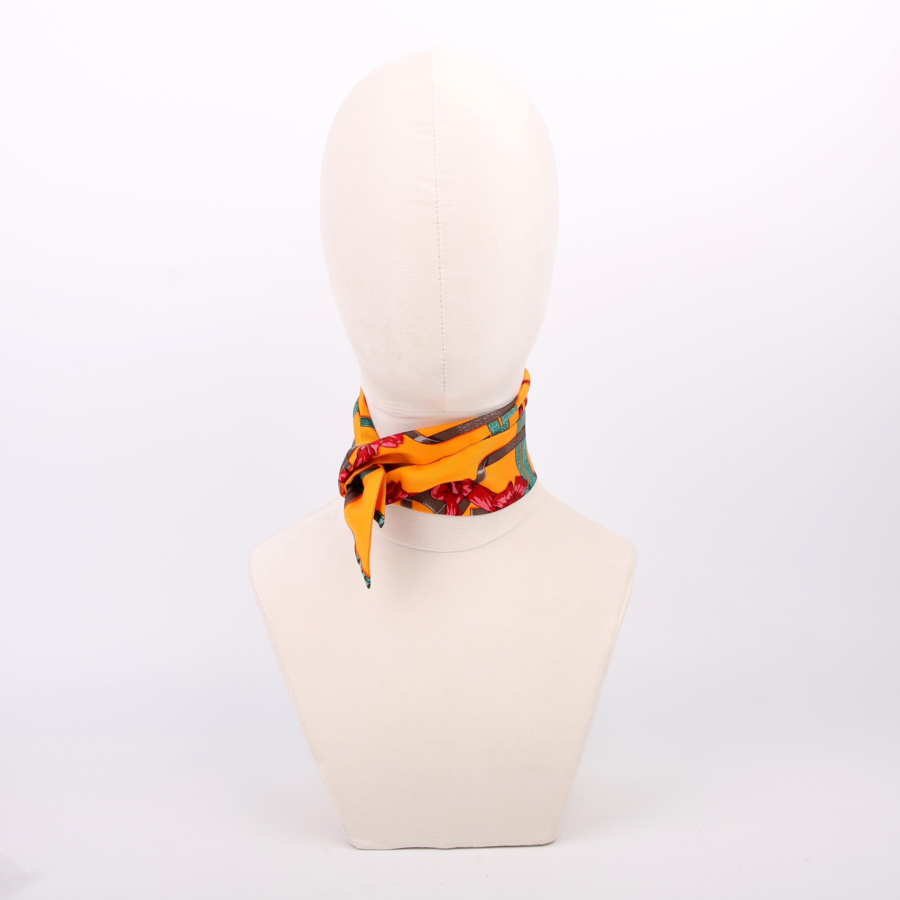 Hermes Grand Manege Twilly Silk Scarf Orange