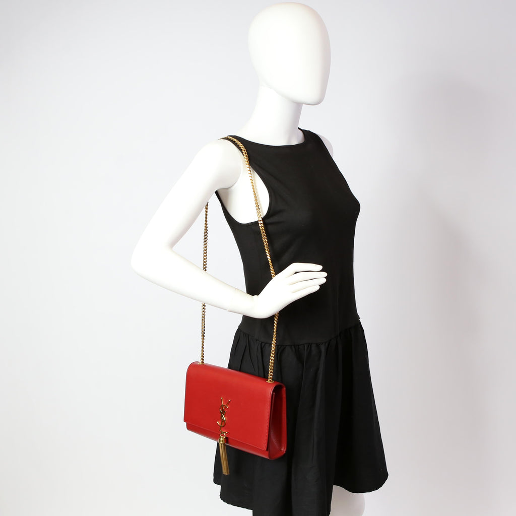 SAINT LAURENT Kate Tassel Satchel Medium Red