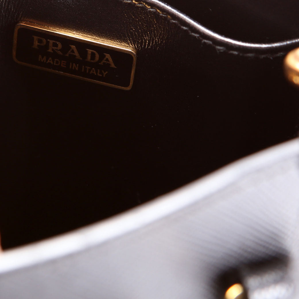 Prada 1BA358 Saffiano Conv Open Tote Mini Black/Gold