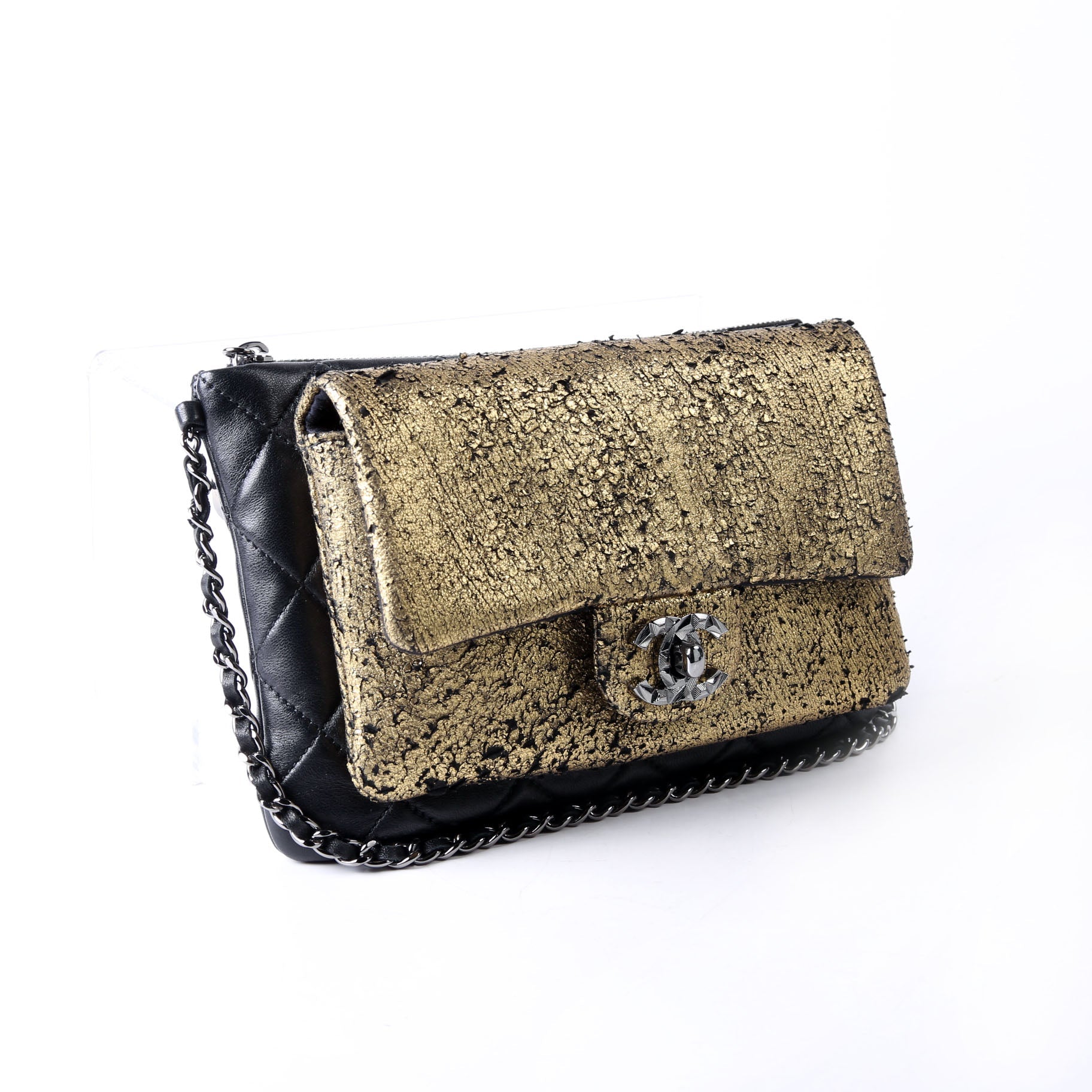 Mineral Nights Clutch With Chain 17M Black/Gold