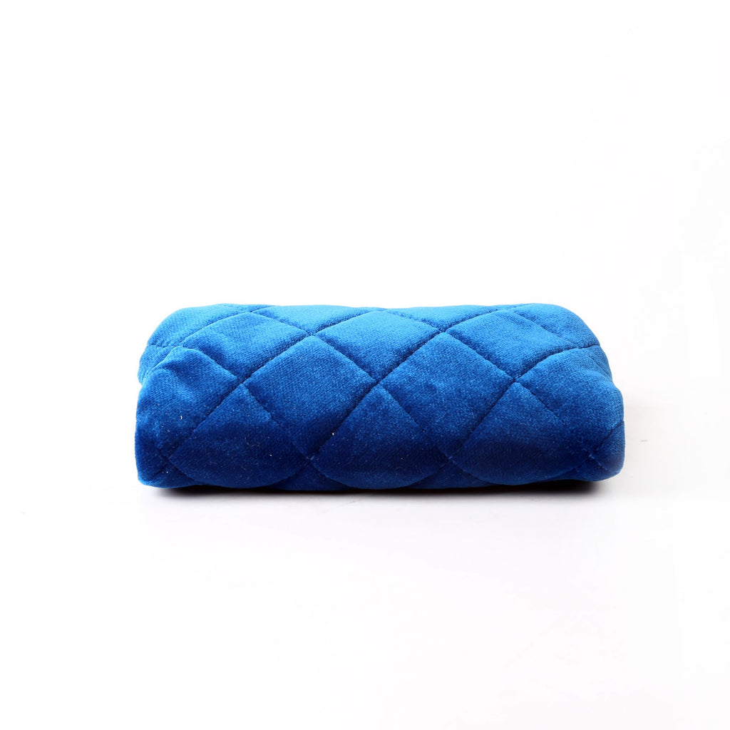 CC Quilted Velvet Coin Purse With Chain RFID Blue