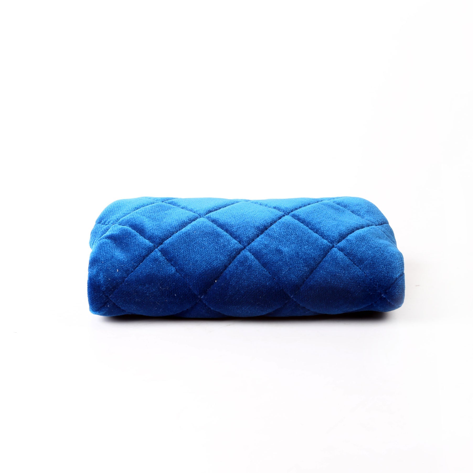 CC Quilted Velvet Coin Purse With Chain RFID Blue