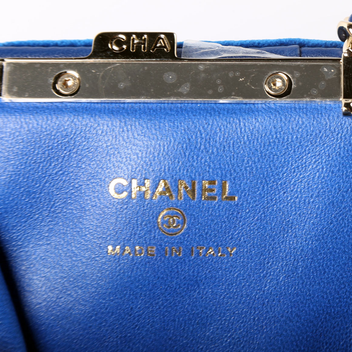 CC Quilted Velvet Coin Purse With Chain RFID Blue