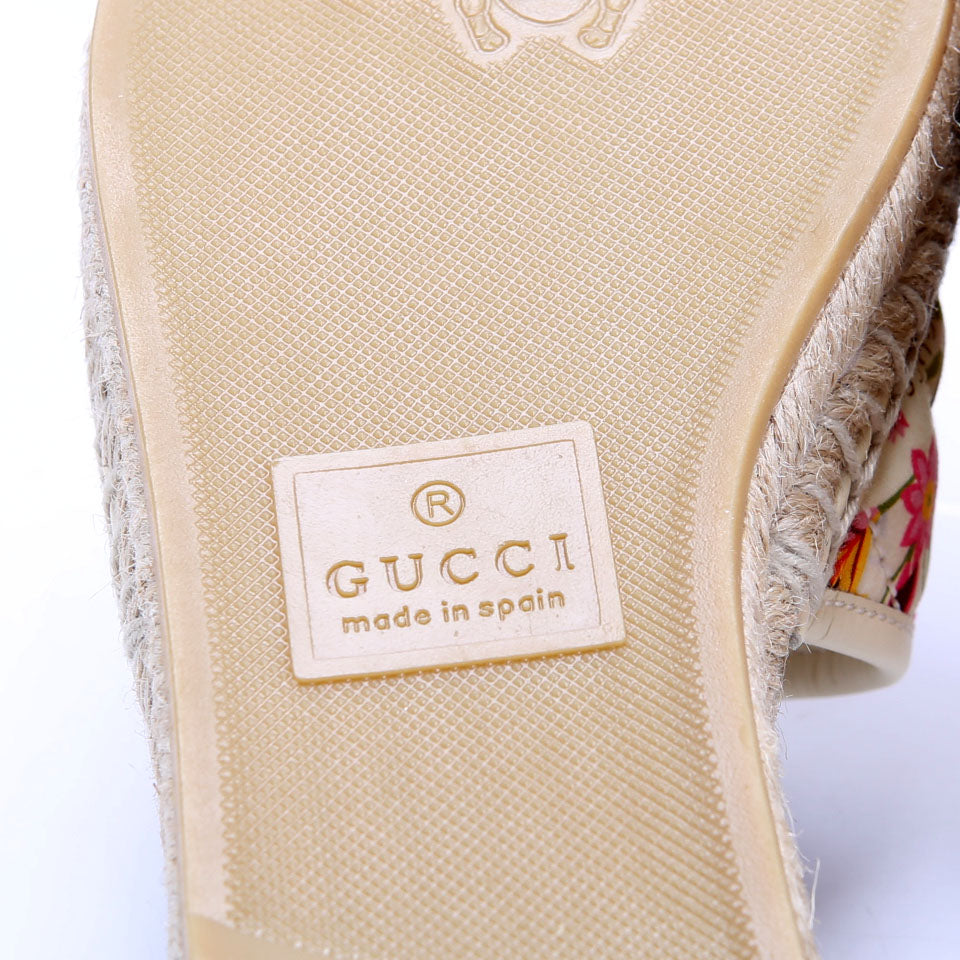 Gucci Marmont Floral Espadrille Slides Size 39.5 Multicolor/Beige