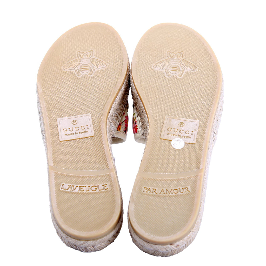 Gucci Marmont Floral Espadrille Slides Size 39.5 Multicolor/Beige