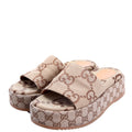 Gucci GG Maxi Canvas Platform Slides Size 39 Brown/Beige