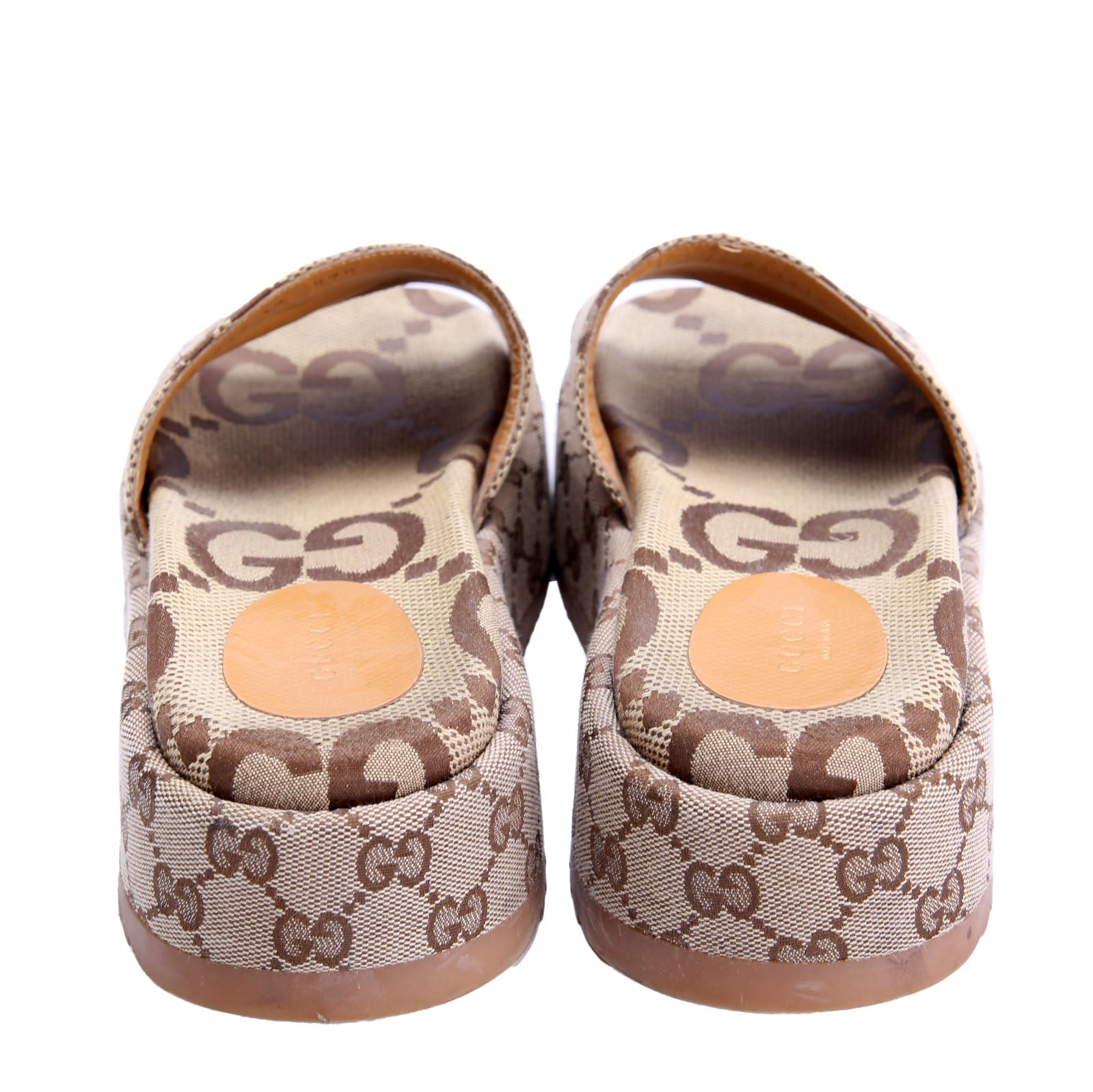 Gucci GG Maxi Canvas Platform Slides Size 39 Brown/Beige