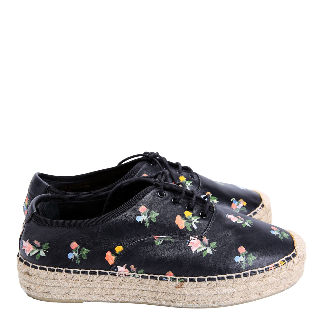 SAINT LAURENT Floral Platform Espadrille Sneakers Size 39.5