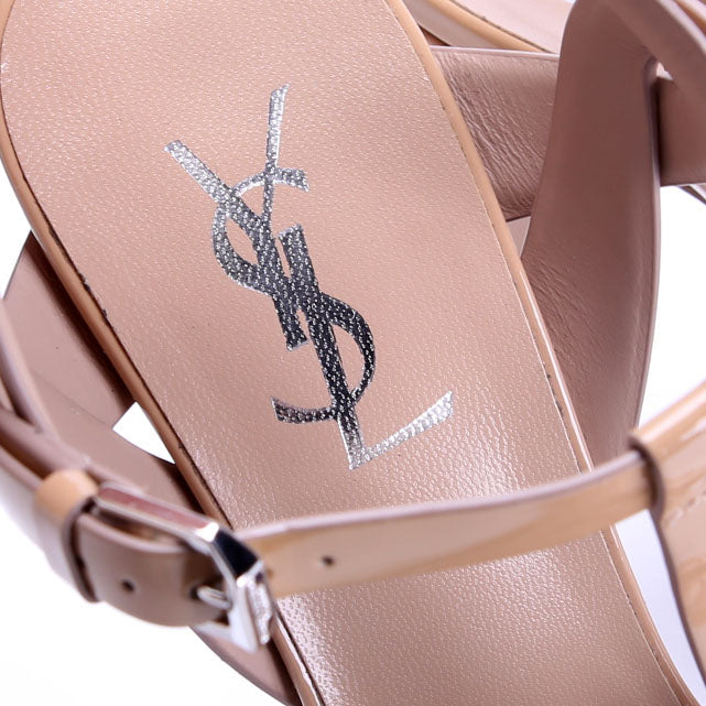 Tribute Platform Patent Sandal Heels size 39 Nude