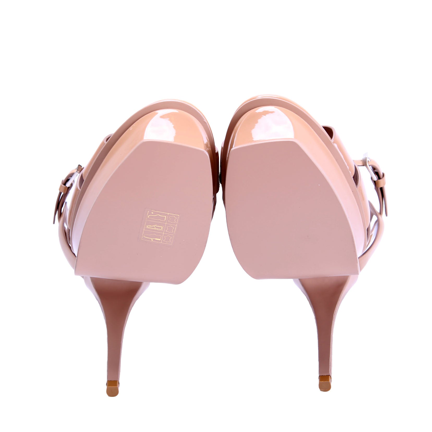 Tribute Platform Patent Sandal Heels size 39 Nude