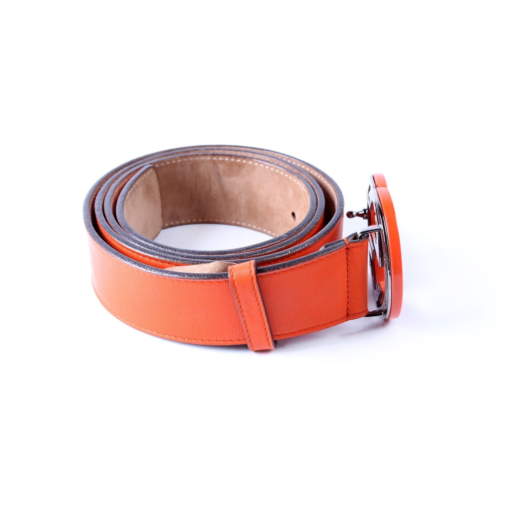 Gucci 223891 Leather Interlocking G Belt Size 105/42 Orange
