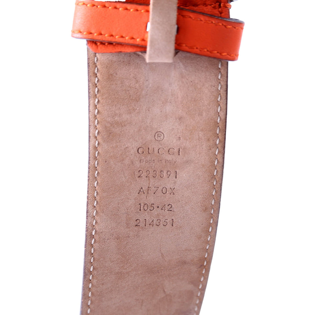 Gucci 223891 Leather Interlocking G Belt Size 105/42 Orange