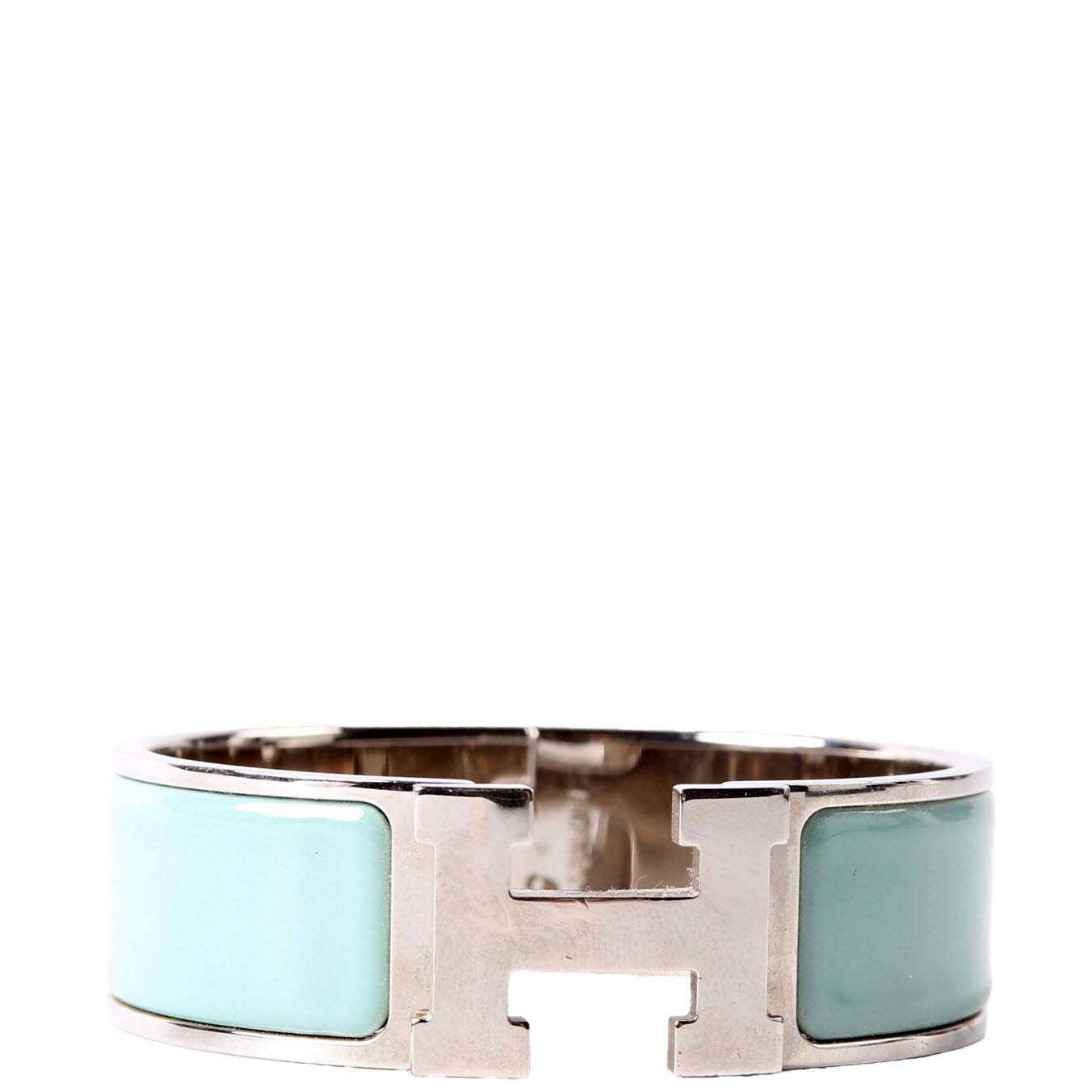 Hermes Clic Clac Wide GM Bracelet Silver/Seafoam