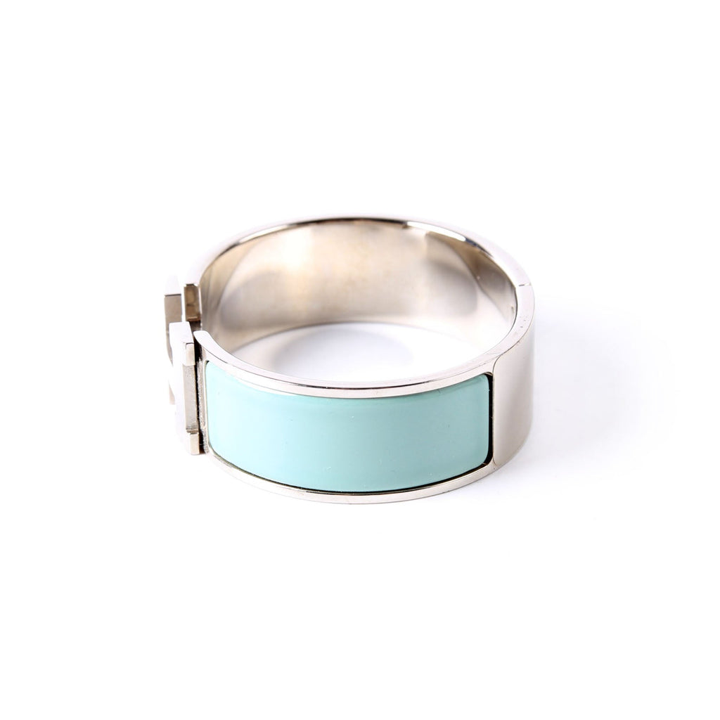 Hermes Clic Clac Wide GM Bracelet Silver/Seafoam