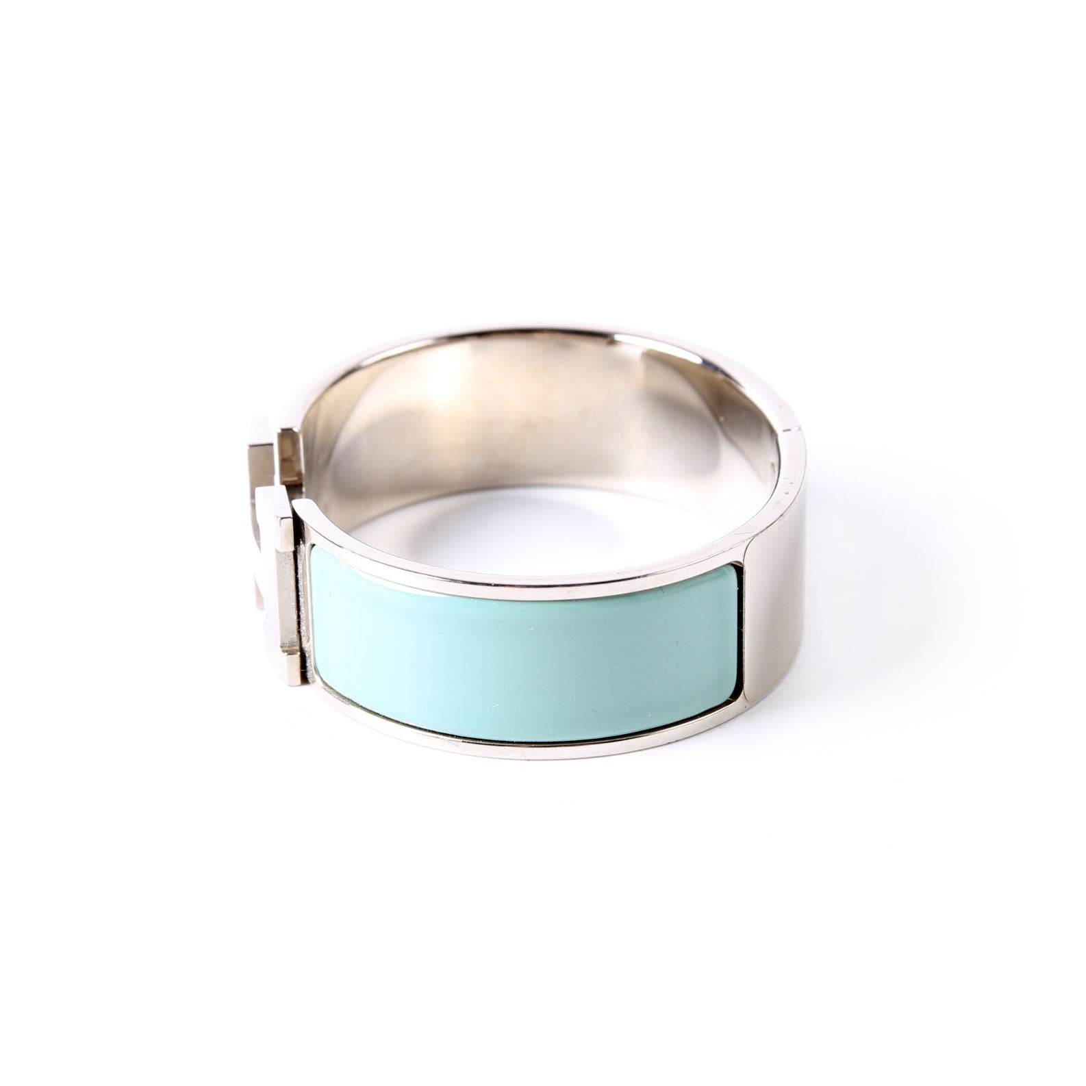 Hermes Clic Clac Wide GM Bracelet Silver/Seafoam