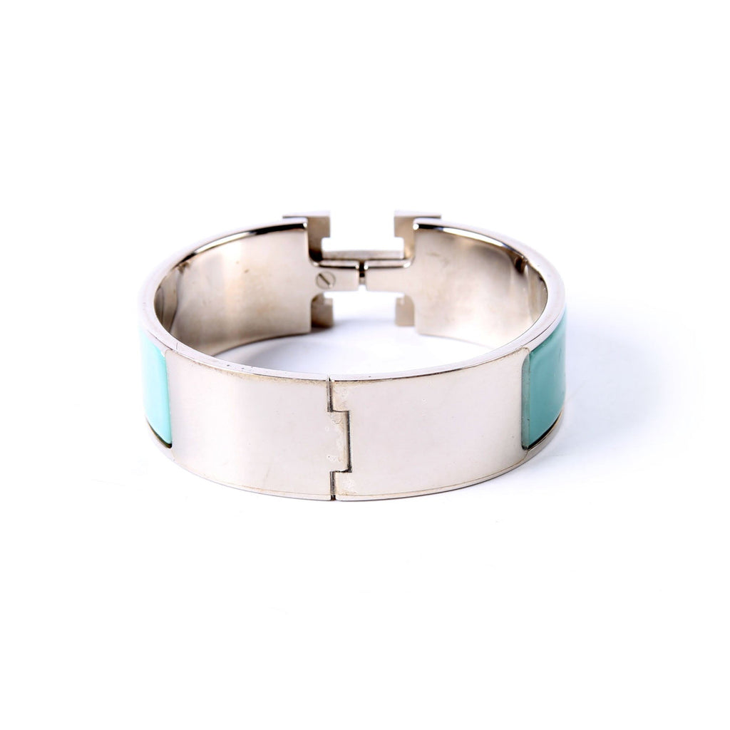 Hermes Clic Clac Wide GM Bracelet Silver/Seafoam
