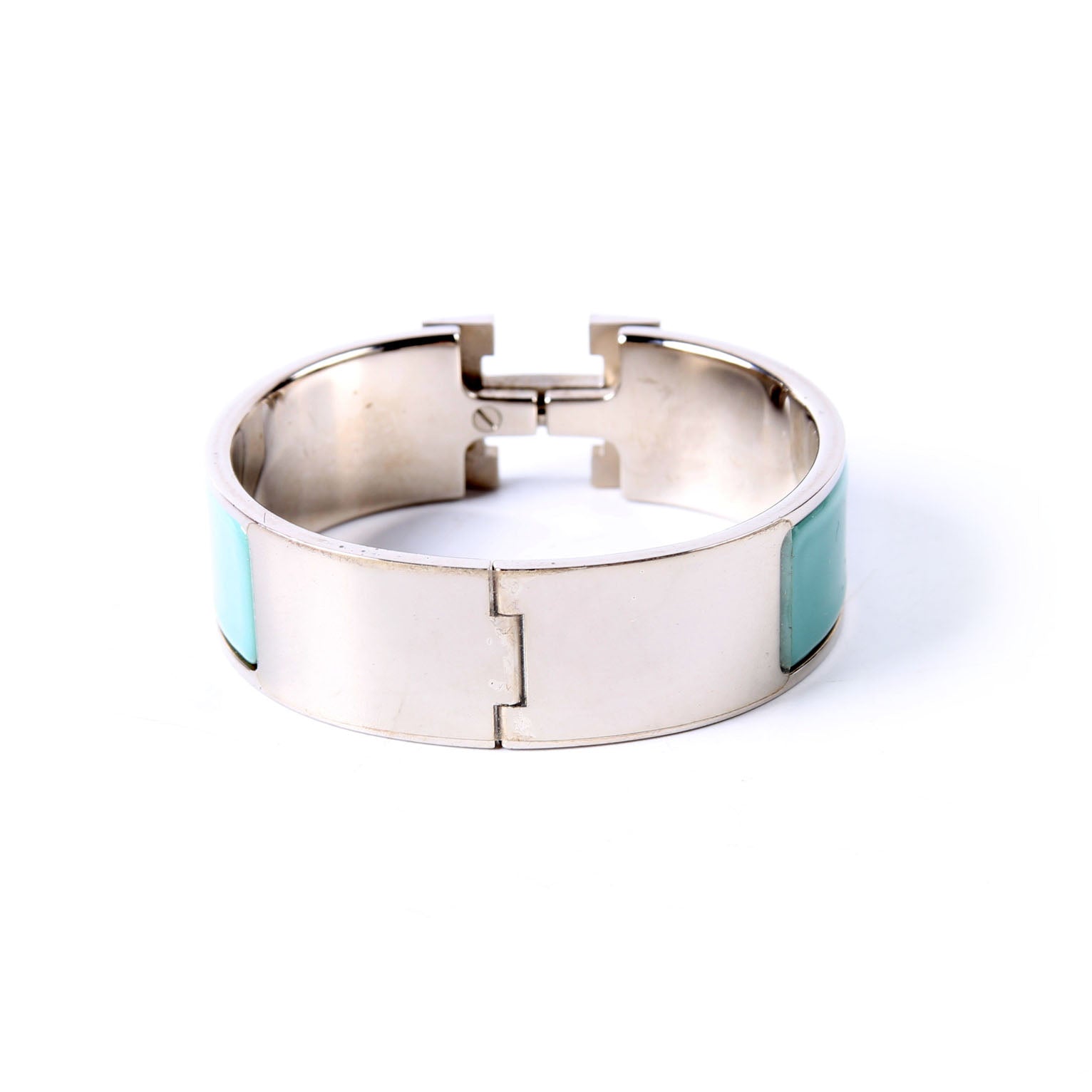 Hermes Clic Clac Wide GM Bracelet Silver/Seafoam