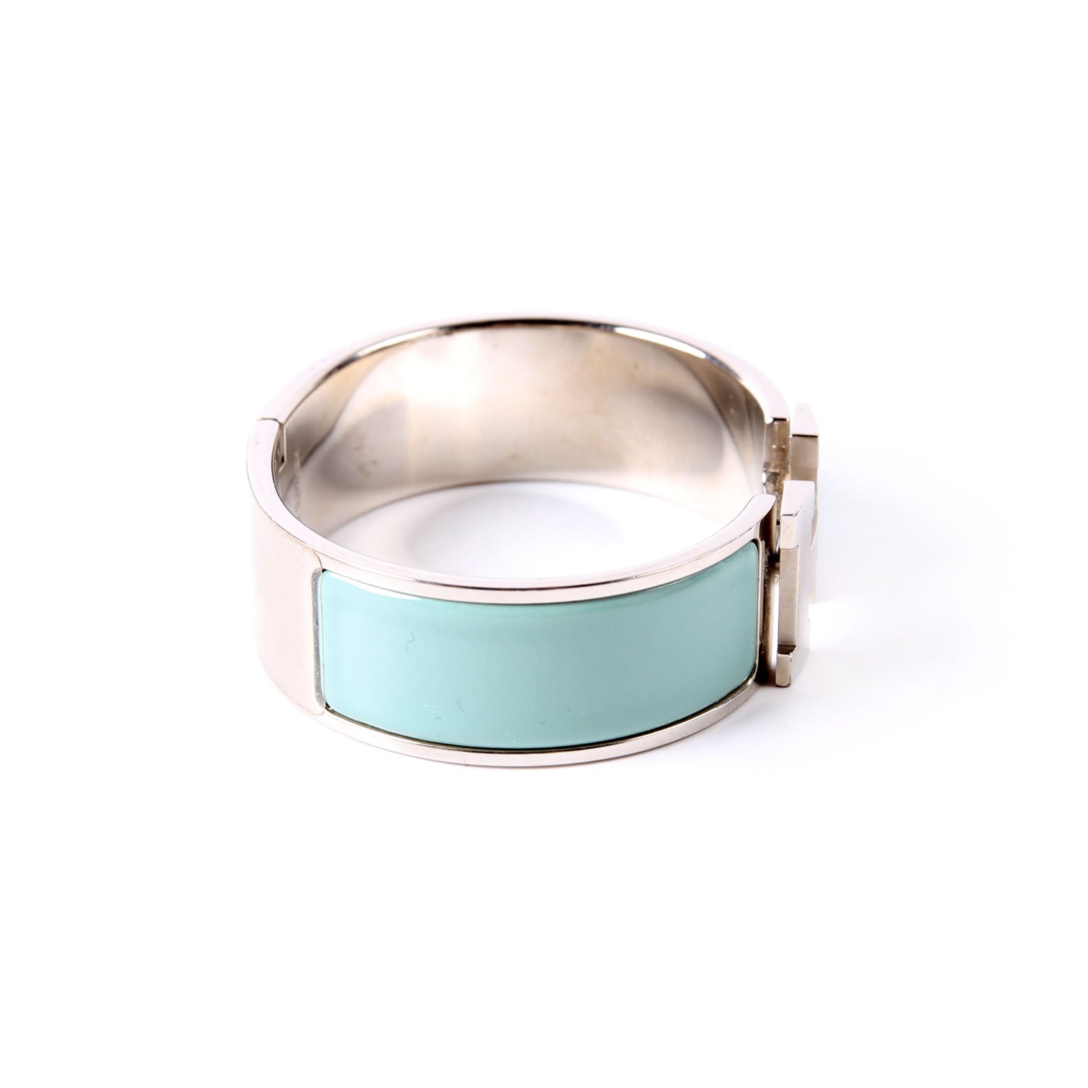 Hermes Clic Clac Wide GM Bracelet Silver/Seafoam