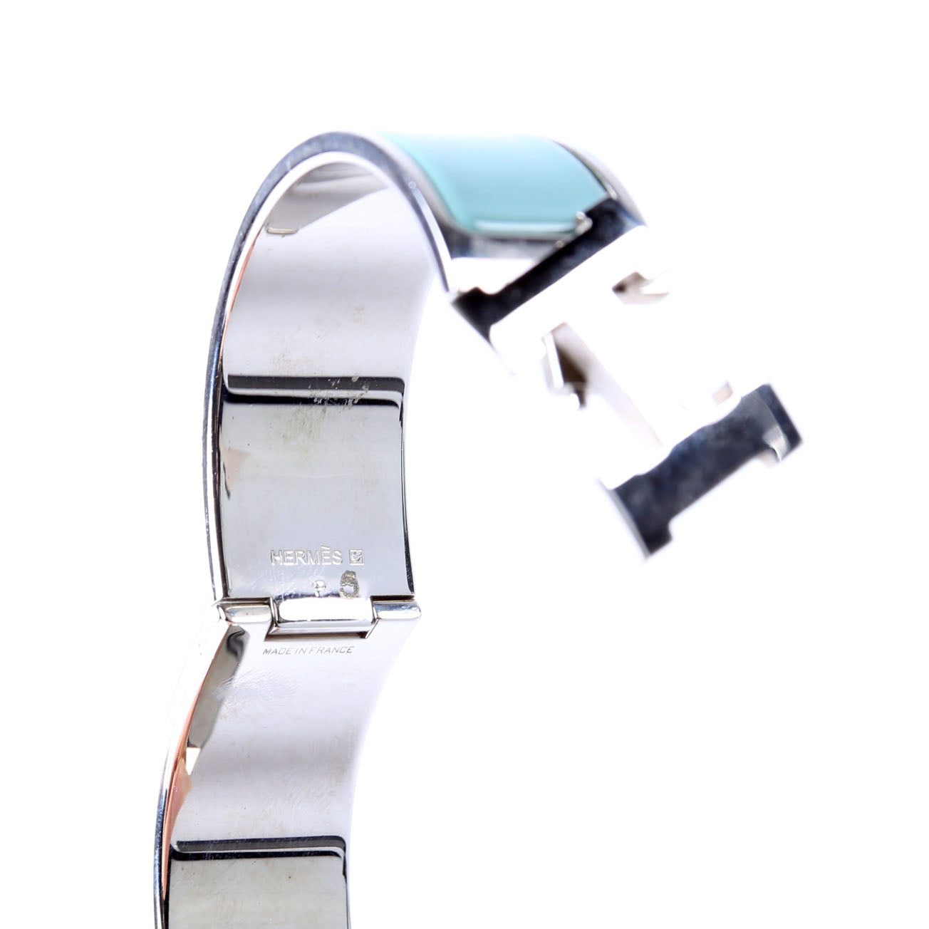 Hermes Clic Clac Wide GM Bracelet Silver/Seafoam