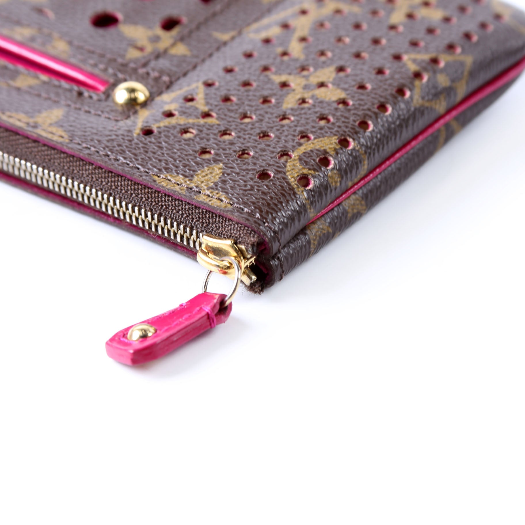 Pochette Plat Monogram Perforated Pink