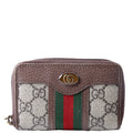 Gucci 597613 GG Supreme Zip Around Card Case Brown
