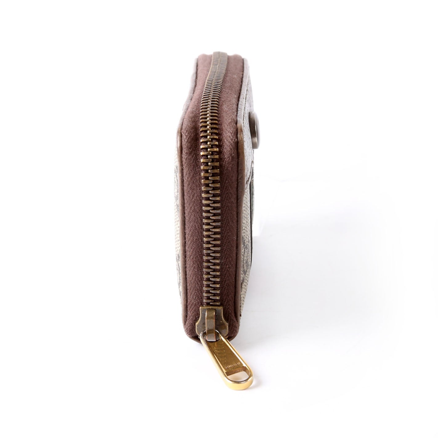 Gucci 597613 GG Supreme Zip Around Card Case Brown