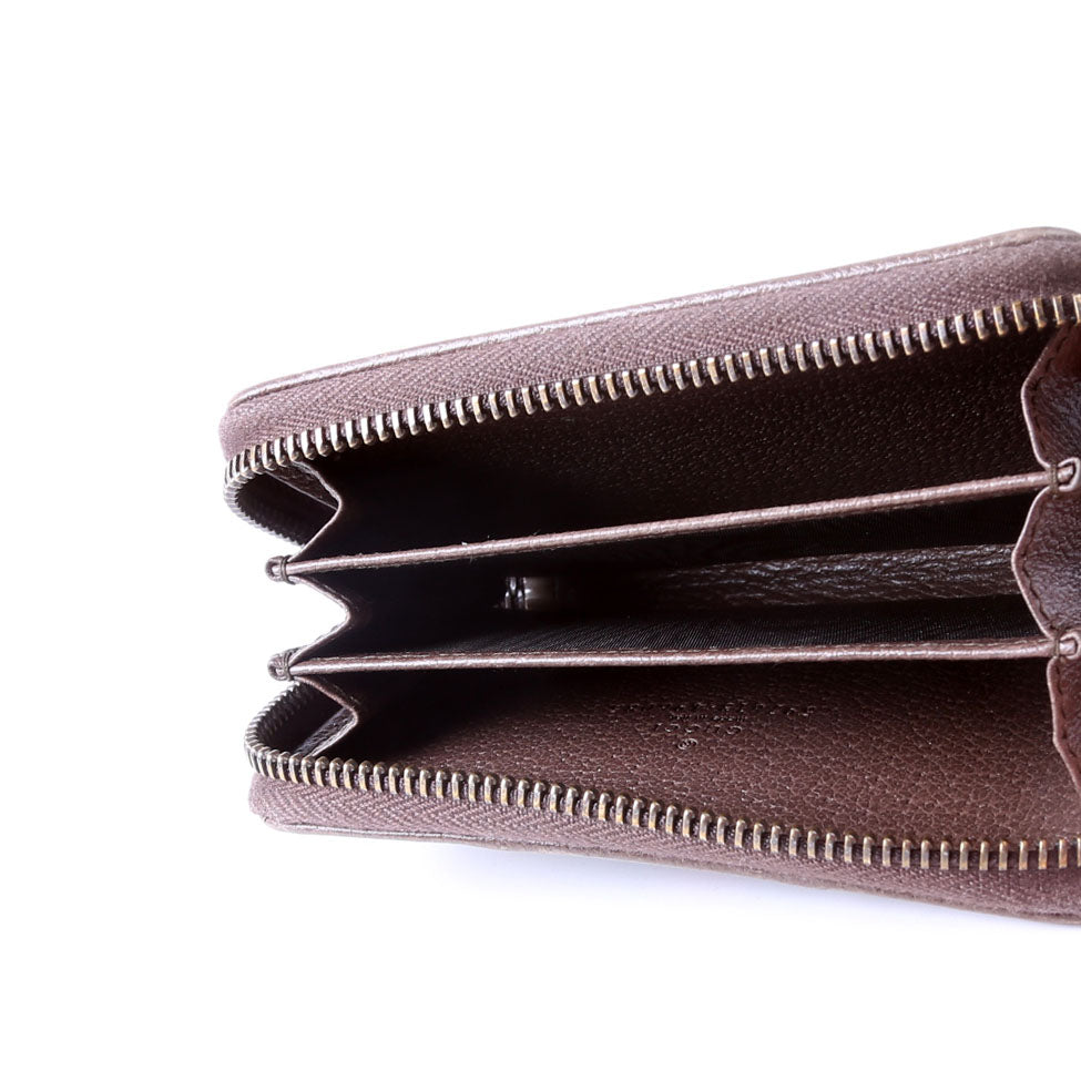 Gucci 597613 GG Supreme Zip Around Card Case Brown