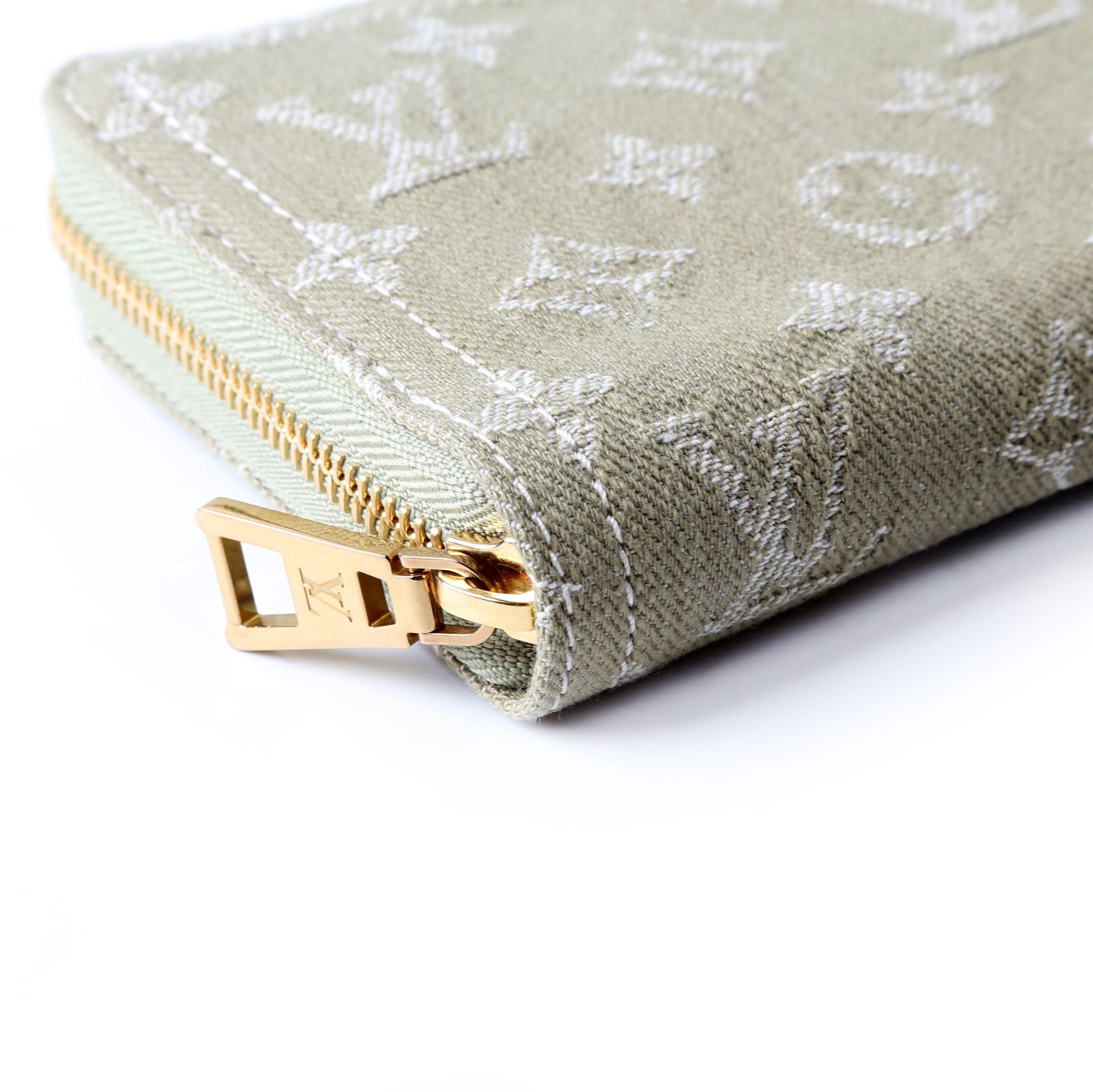 Zippy Wallet Denim Monogram Green